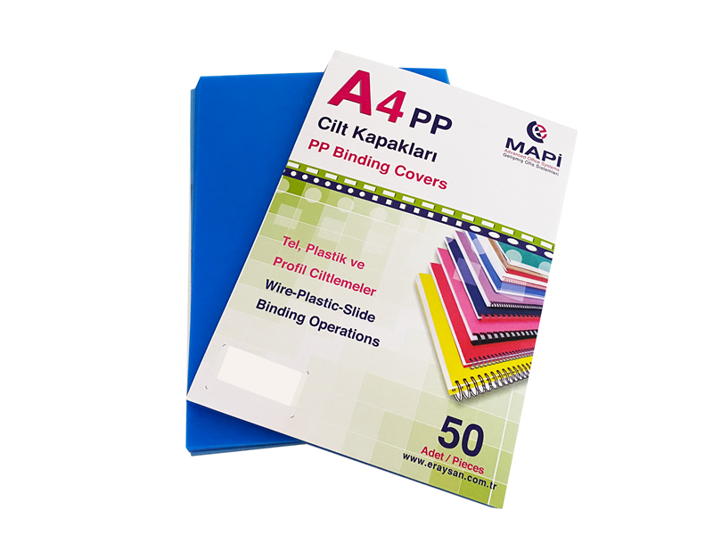MAPİ A4 PP RENKLİ KAPAK 600 MİCRON MAVİ 50 Lİ