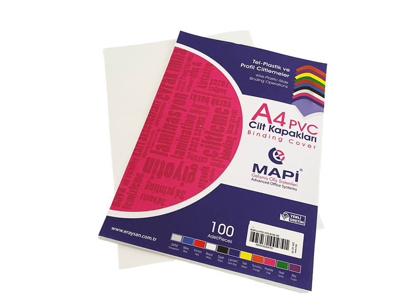 MAPİ A4 PVC OPAK CİLT KAPAK BEYAZ 100 LÜ