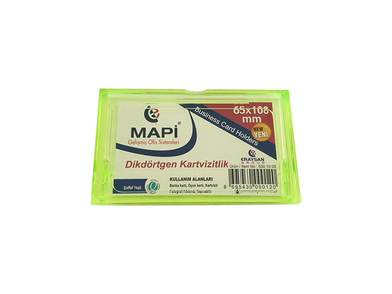 MAPİ AKRİLİK KARTVİZİTLİK DİKDÖRTGEN ŞEFFAF YEŞİL 65X108