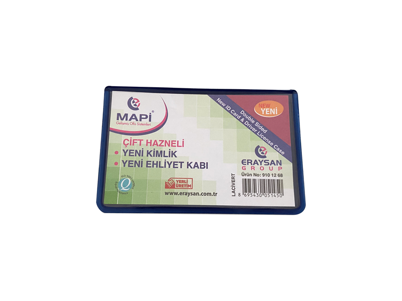 MAPİ ÇİFT HAZNELİ YENİ KİMLİK-EHLİYET KABI LACİVERT 100'LÜ PAKET