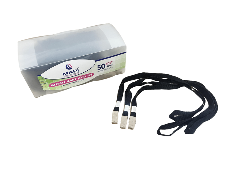 MAPİ-METAL KLİPSLİ ECO ASKI İPİ SİYAH 50'Lİ
