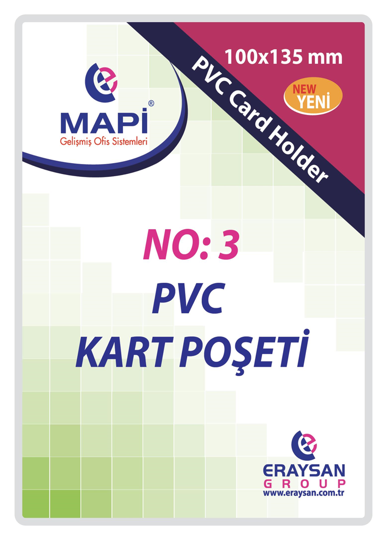 MAPİ ÖZEL EBAT PVC KART POŞETİ NO: 3 100X135 100'LÜ PAKET