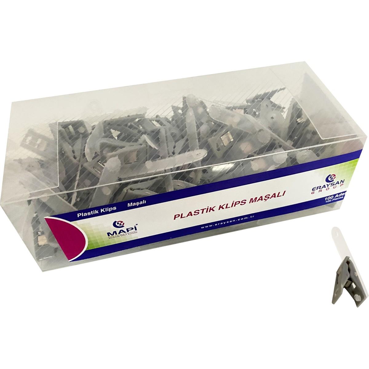 MAPİ PLASTİK KLİPS (MAŞALI) GRİ 100 LÜ PAKET
