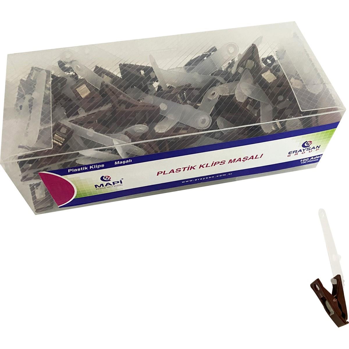 MAPİ PLASTİK KLİPS (MAŞALI) KAHVERENGİ 100 LÜ PAKET