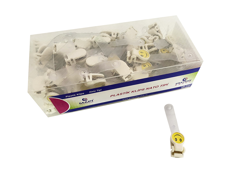 MAPİ PLASTİK KLİPS (NATO TİPİ PROMOSYON) BEYAZ 100 LÜ PAKET