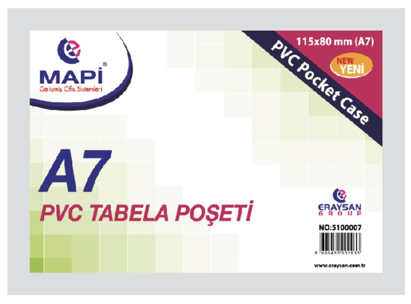 MAPİ PVC TABELA POŞETLERİ A7 50'Lİ PAKET
