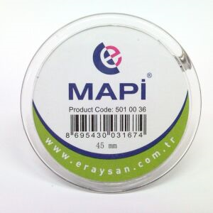 MAPİ ŞEFFAF İĞNELİ İSİMLİK (YUVARLAK) K06 45X45 25Lİ PAKET