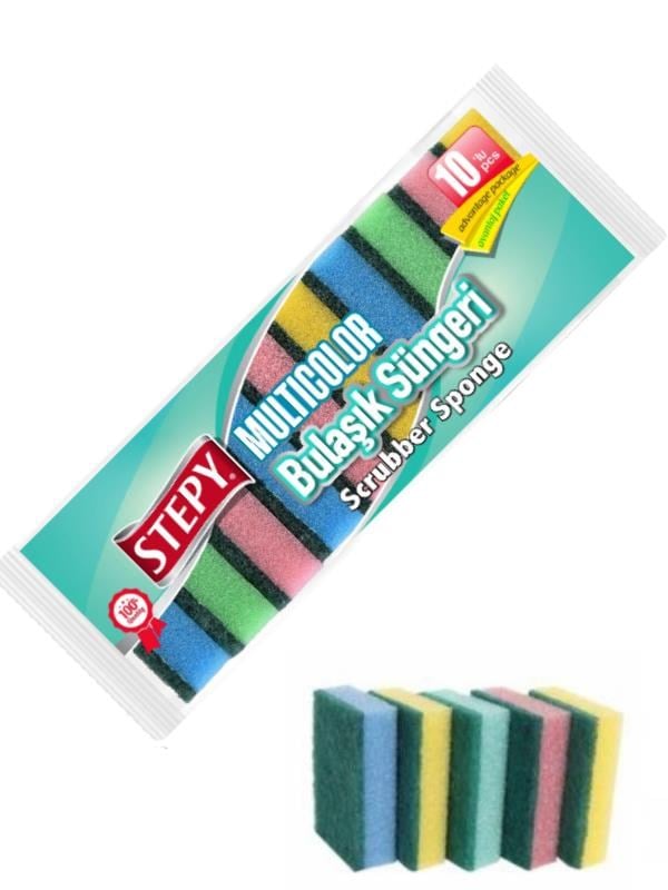 STEPY RENGARENK BULAŞIK SÜNGERİ 10 LU