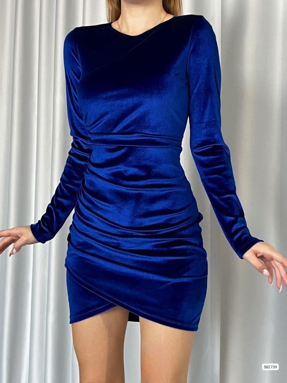 Bisiklet Yaka Kadife Mini Elbise 582739 SAKS