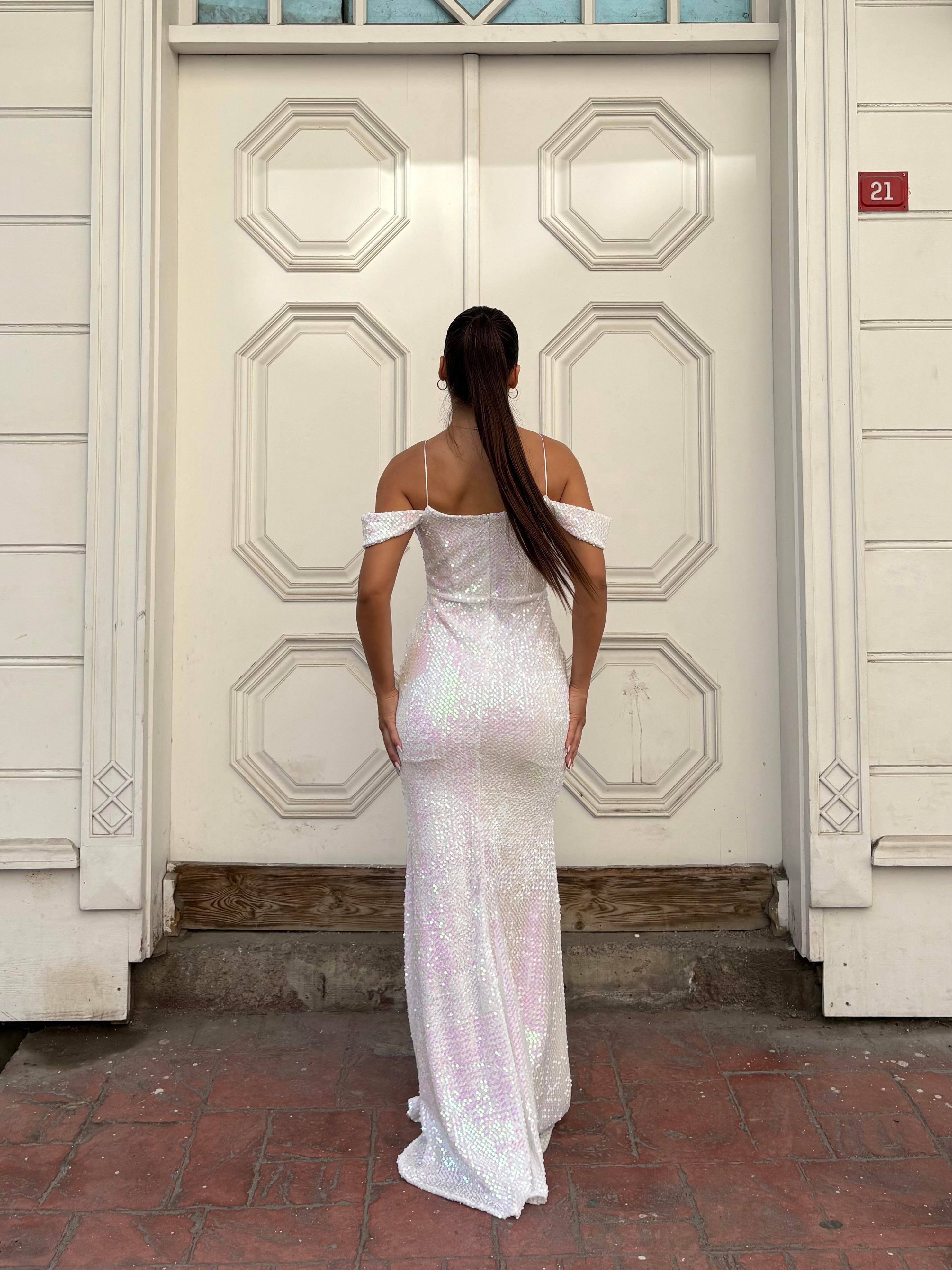 Trend Band Kol Kadife Balık Elbise HOLOGRAM 583198