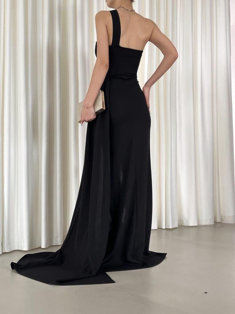 Diva Kuyruklu Yırtmaçlı Abiye 582475 Siyah
