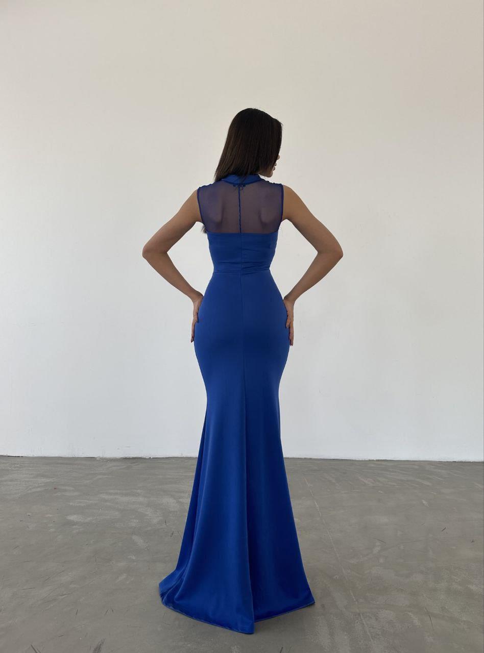 Göğüs Payetli Tül File Detaylı Seritli Maxi Boy Balık Model Uzun Abiye Elbise 582927 SAKS