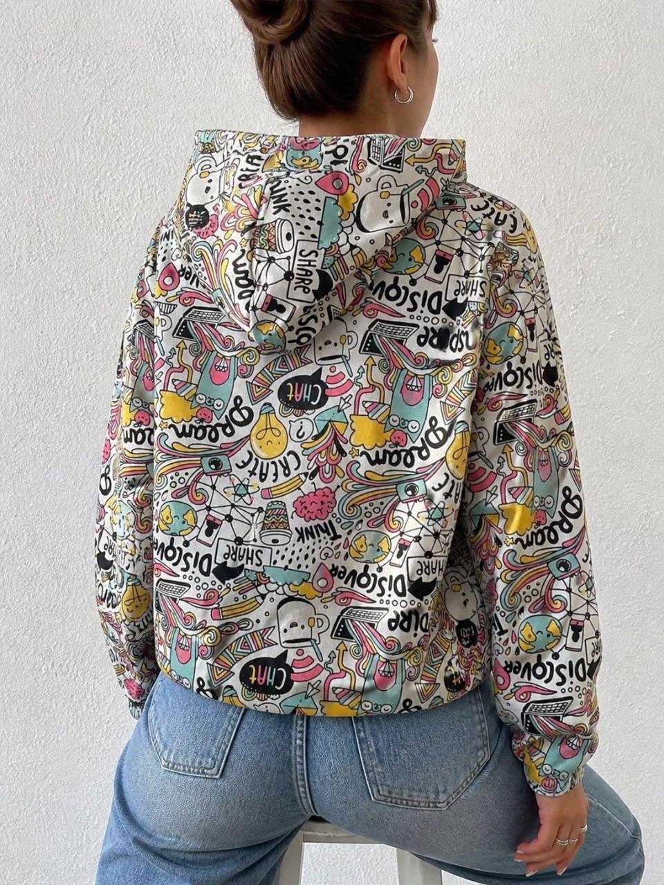 iki iplik Kanguru Cep Kapüşonlu Sweatshirt 581472 BEYAZ