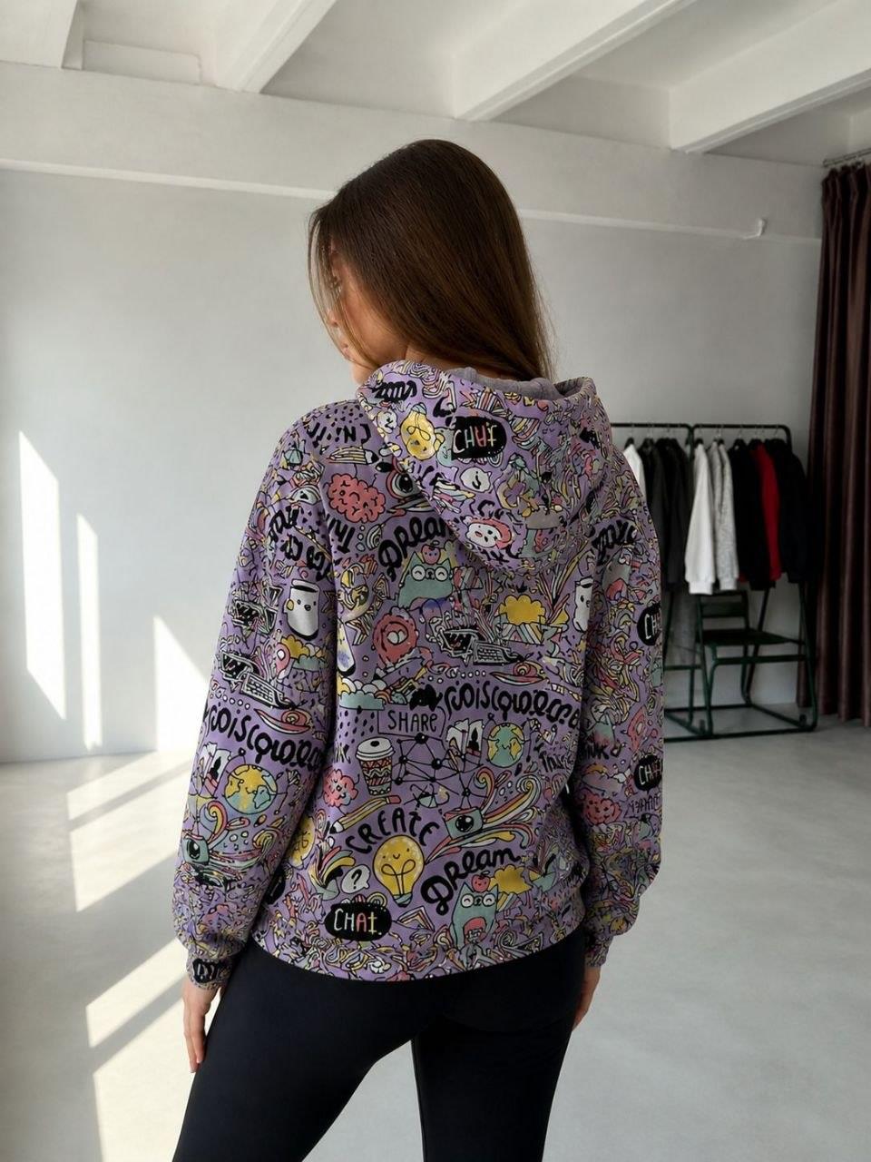 iki iplik Kanguru Cep Kapüşonlu Sweatshirt 581472 LİLA