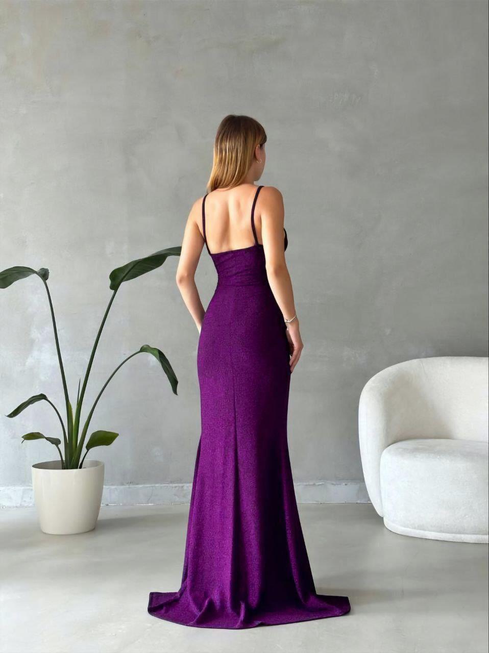 İnce Askılı Kruvaze Yaka Flowers Kumaş Abiye Elbise 582081 AÇIKMOR
