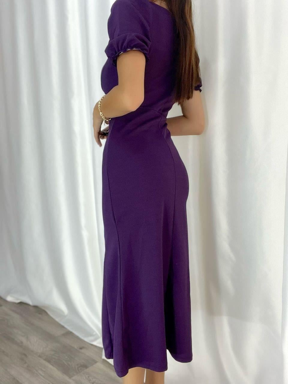 Kare Yaka Yırtmaçlı Midi Boy Elbise 582194 MOR