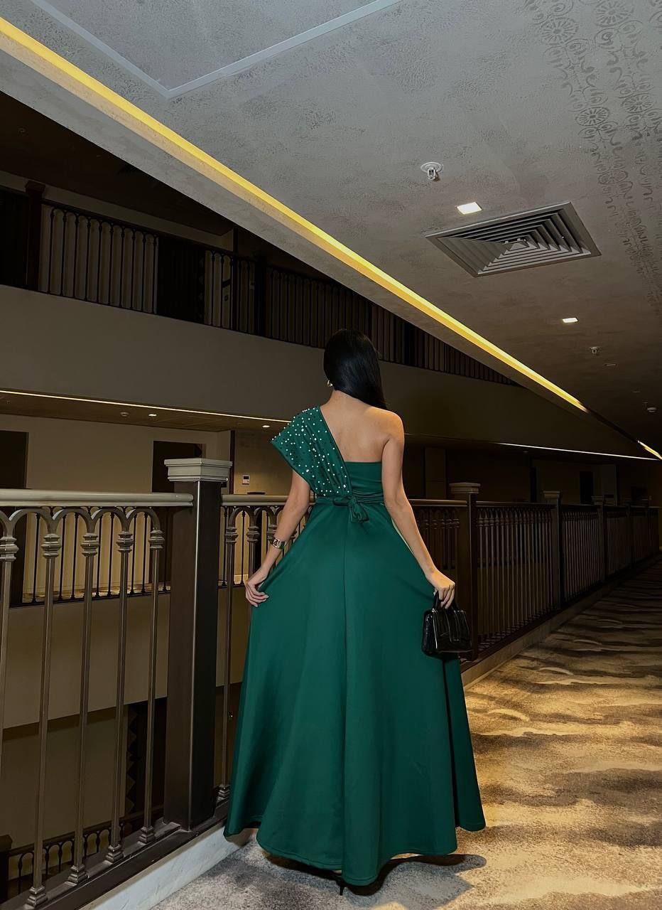 Tek Omuz Gece Elbisesi 583155 ZÜMRÜT
