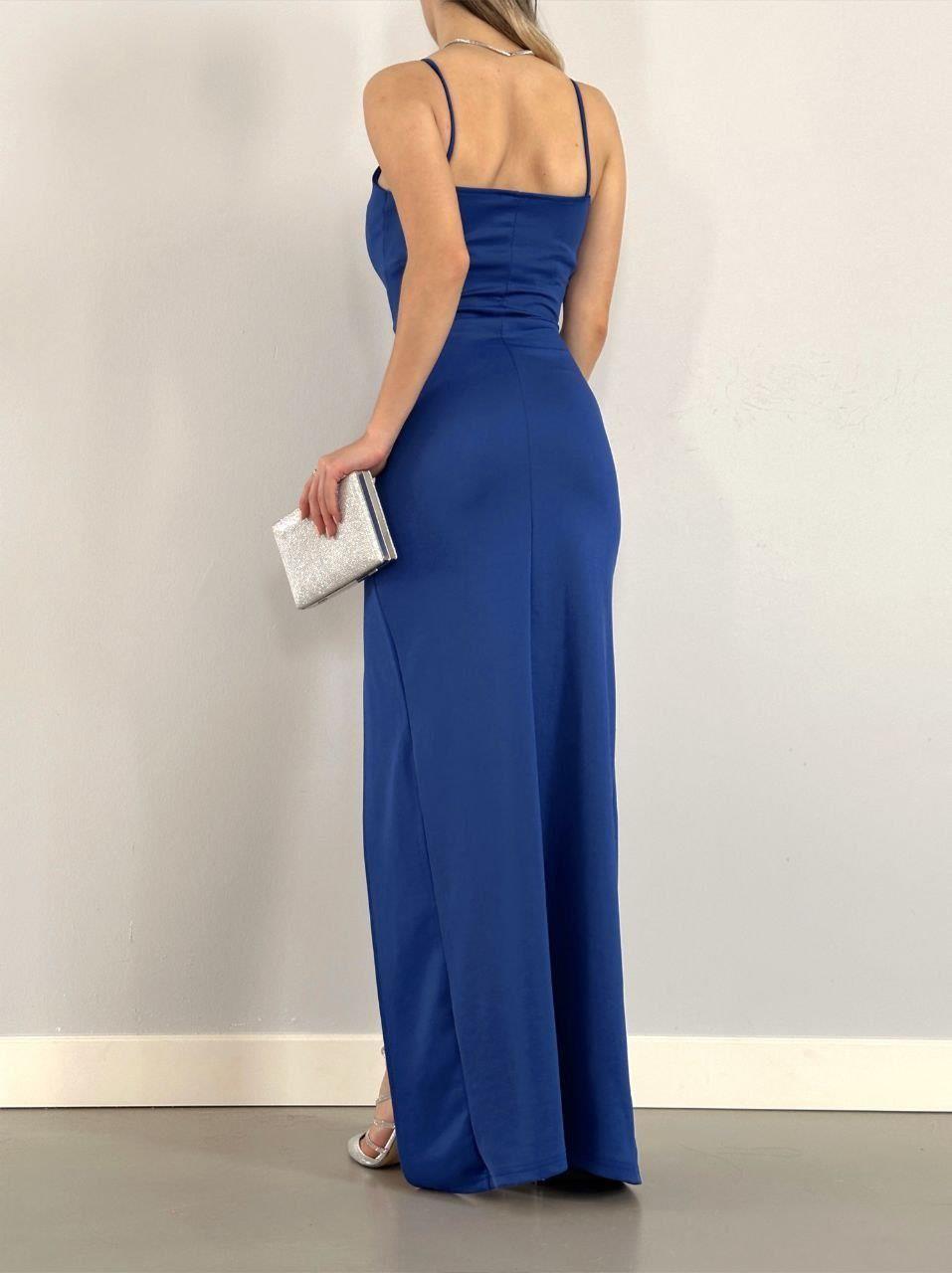 İnce Askılı Yırtmaçlı Balık Elbise SAKS 582210