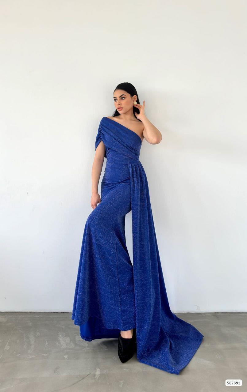 Omuz Detaylı, Beli Drapeli Modern Abiye Elbise 582891 SAKS