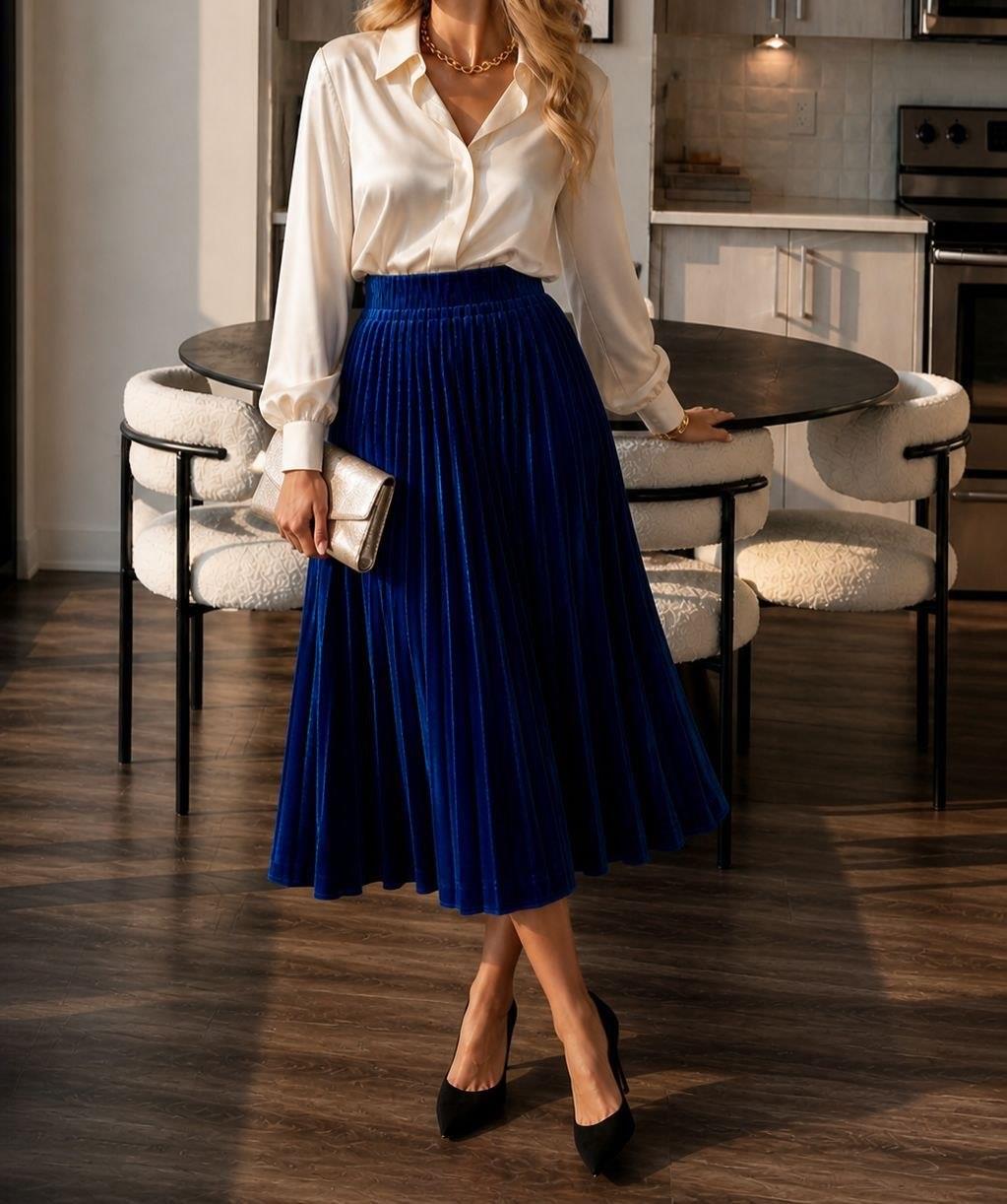 Saks Kadife Piliseli Etek 58652