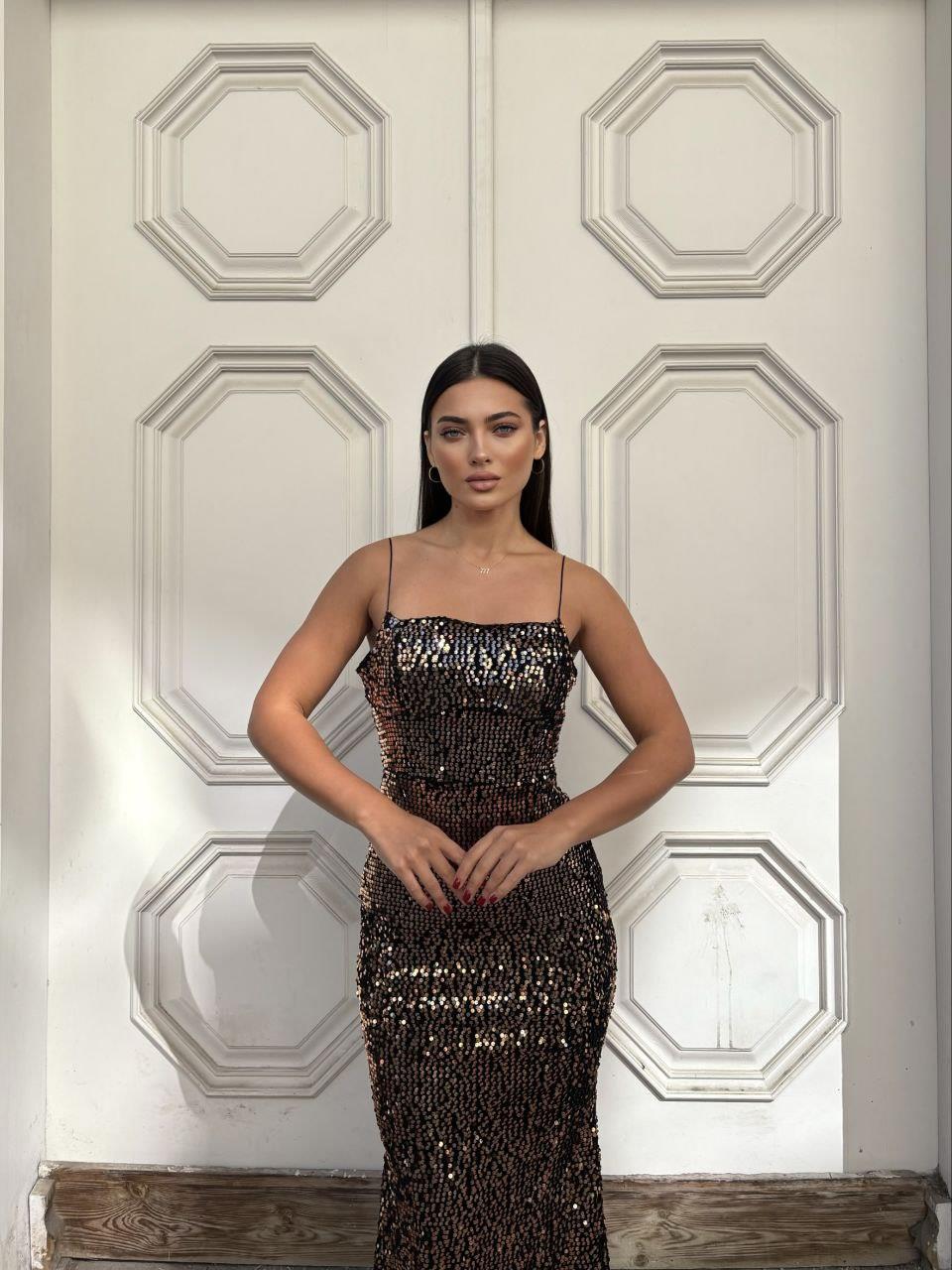 Trend Kadife Balık Elbise BAKIR 583220