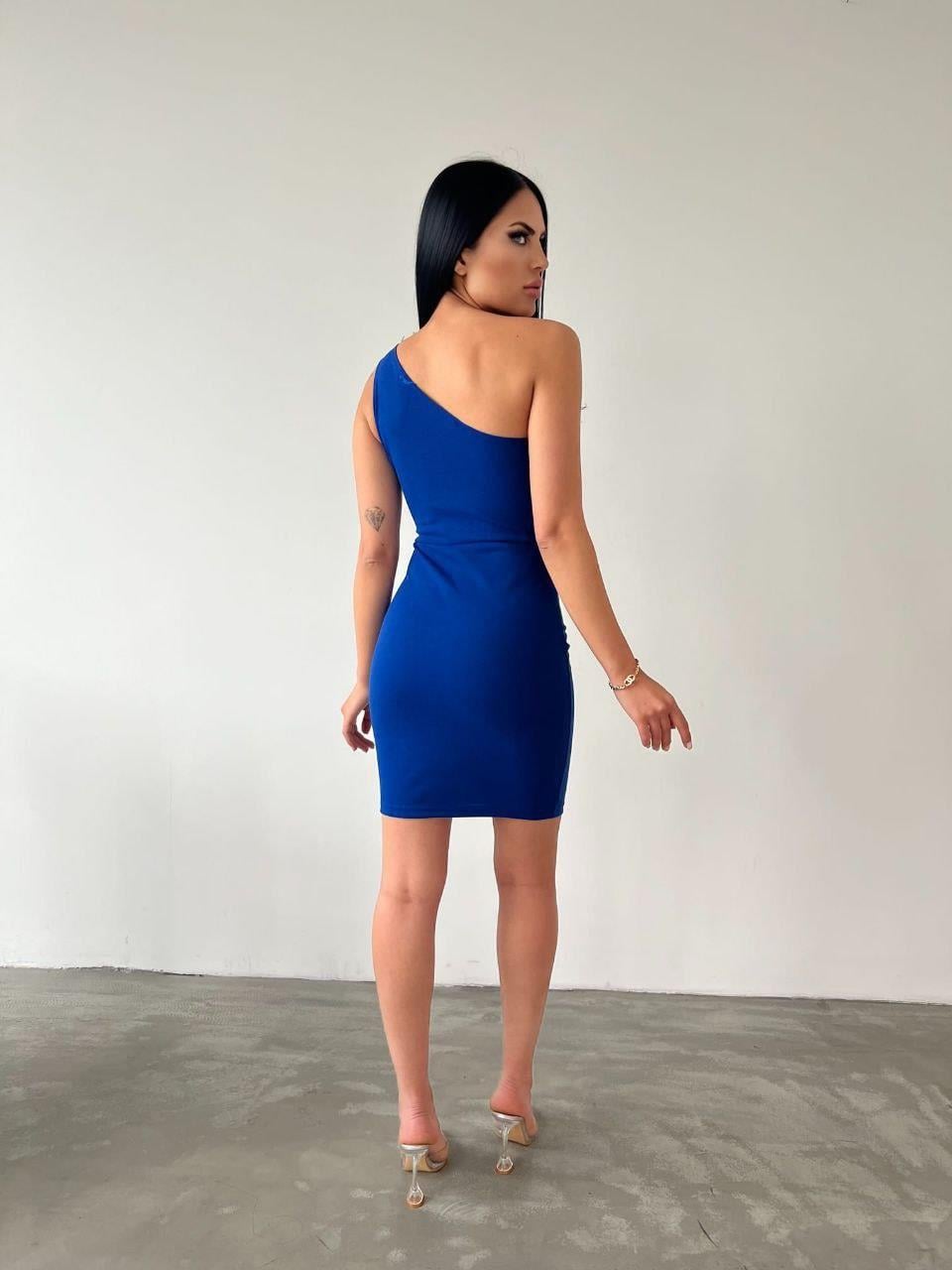 Tüylü Tek Omuz Mini Elbise 582825 SAKS