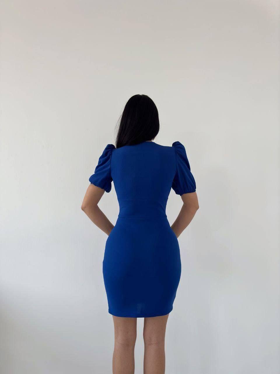 V Yaka Pile Detaylı Mini Elbise 582048 Saks
