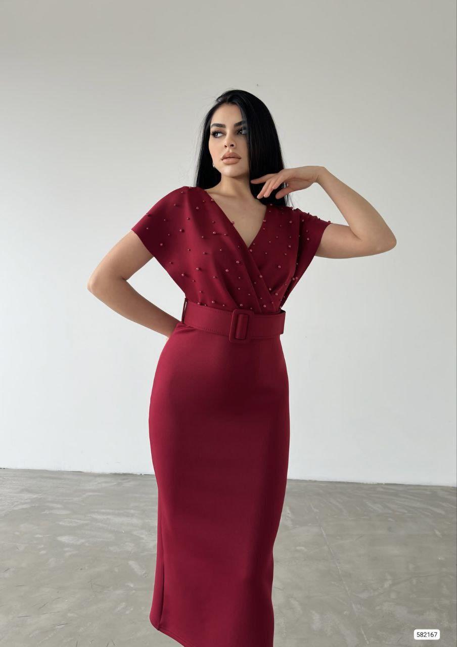 Viola inca Detay  Elbise Bordo 582167
