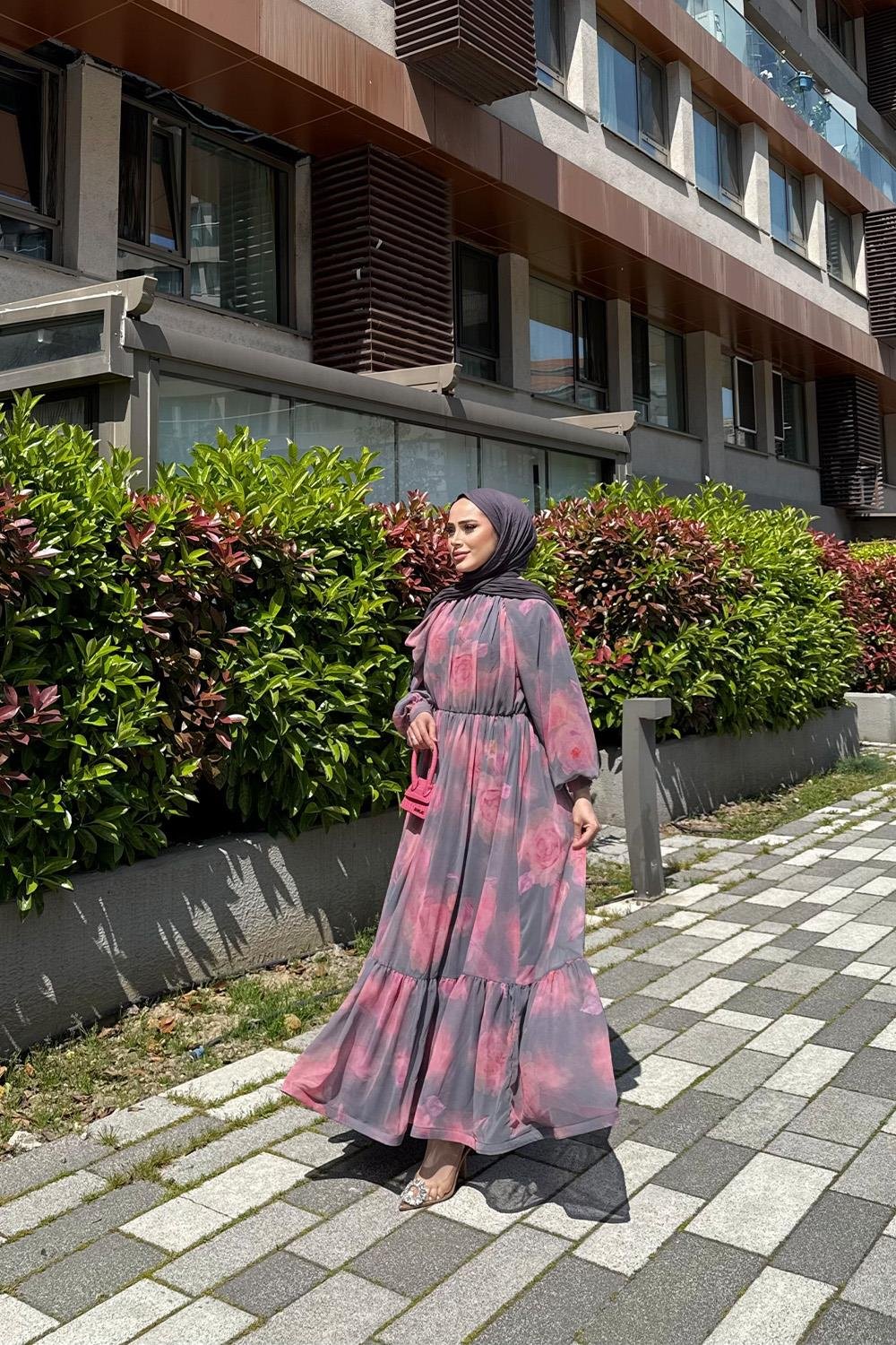 CHERRY ŞİFON ELBİSE 