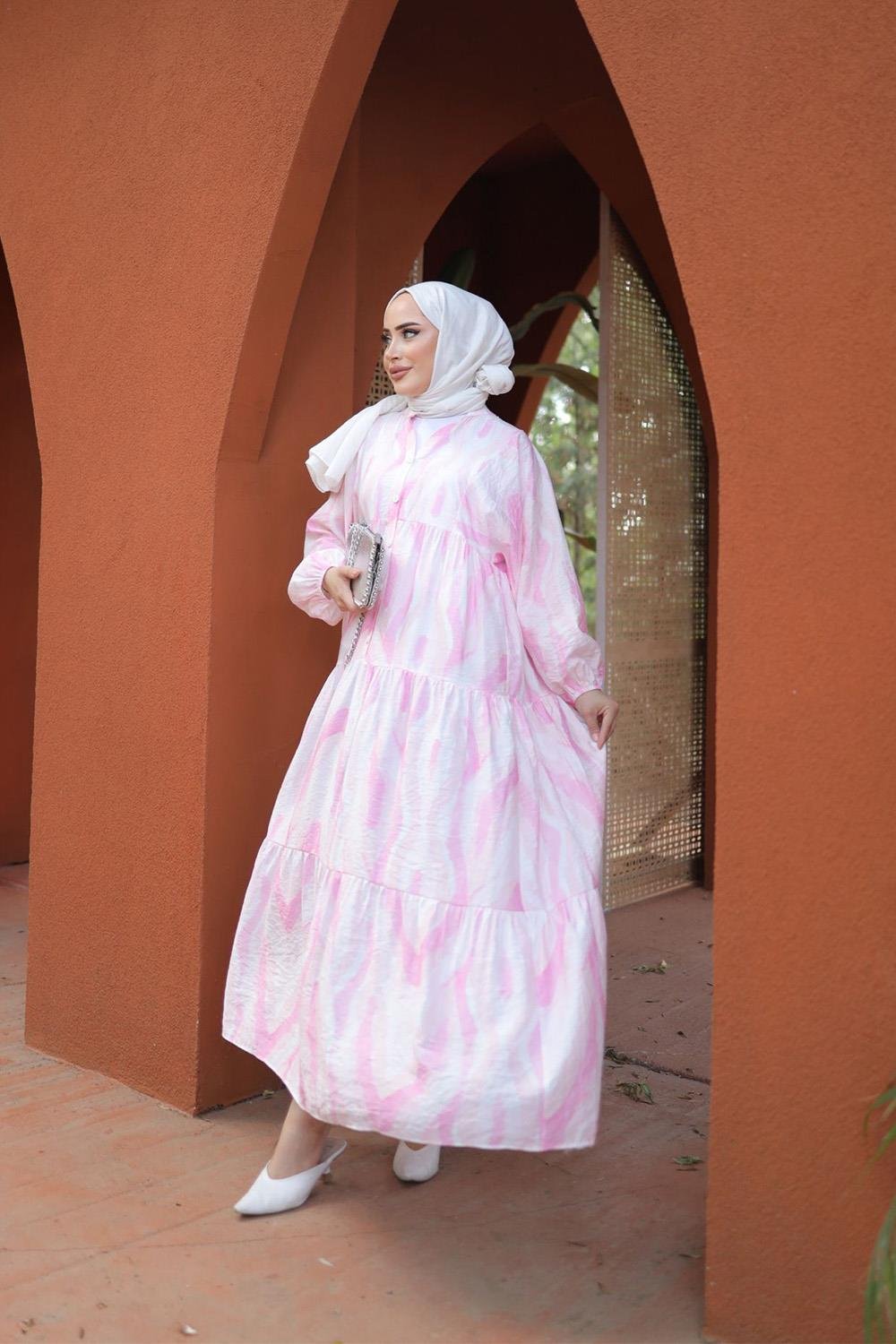 MANGO ELBİSE PEMBE