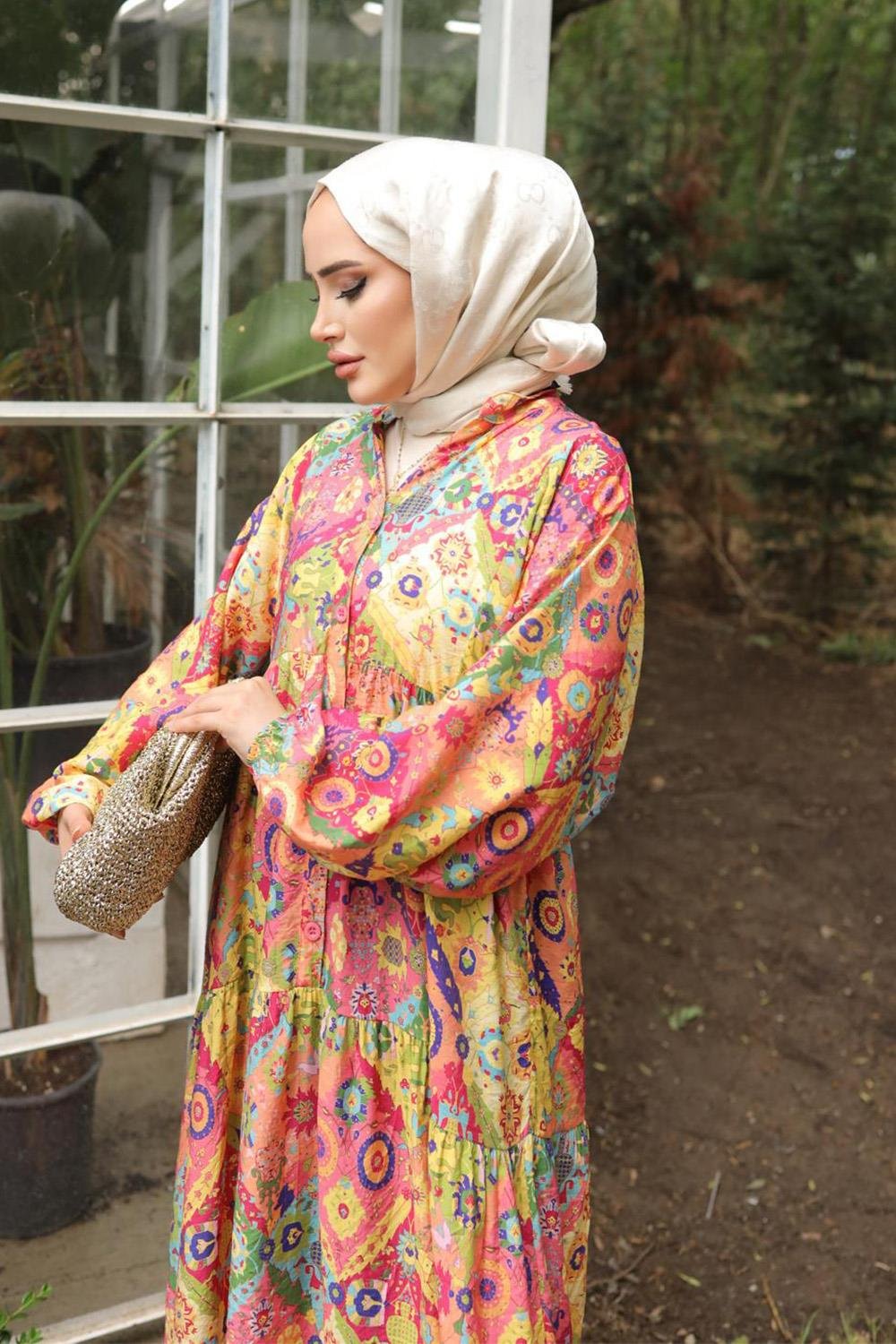 MANGO ELBİSE RENGARENK