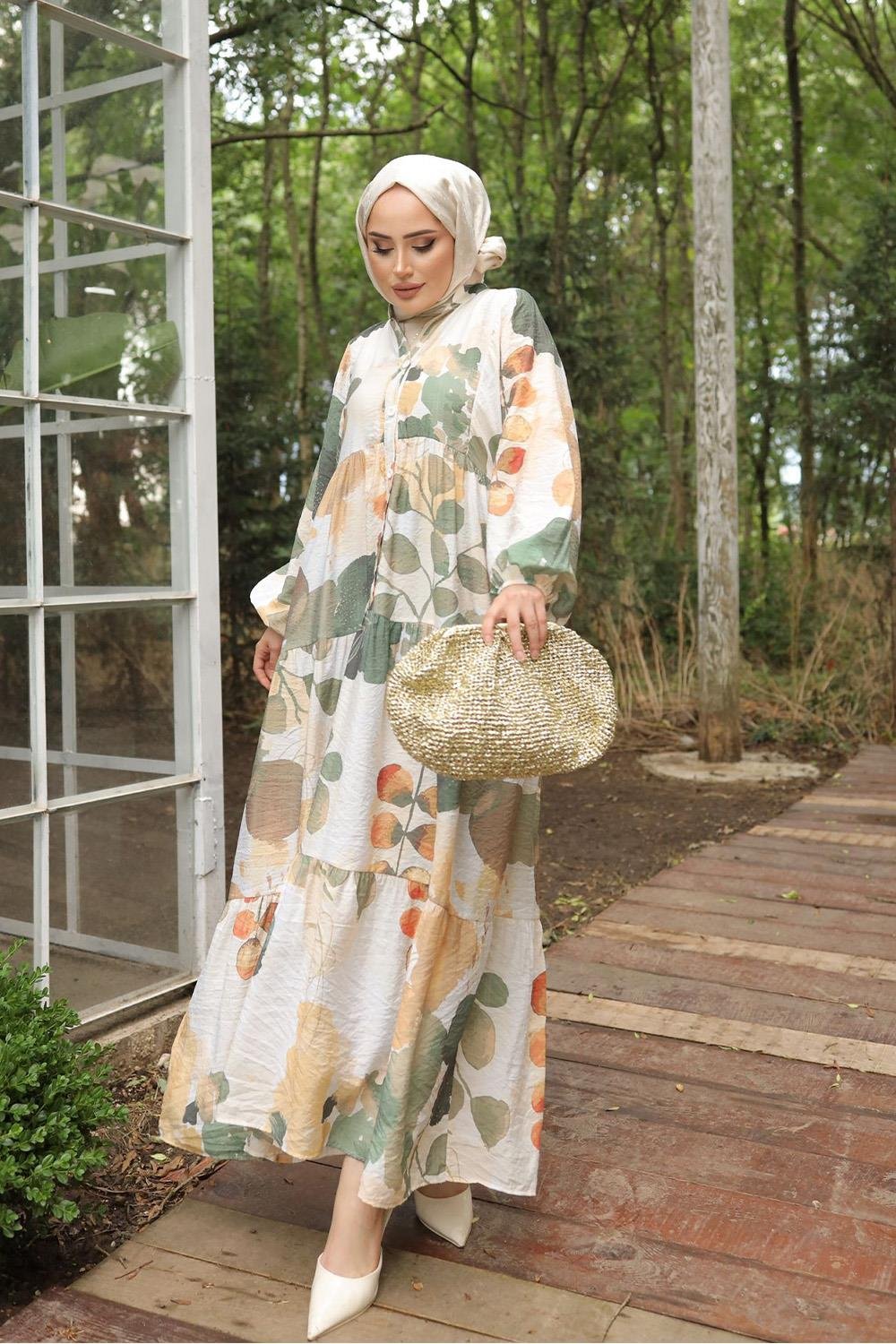 MANGO ELBİSE YEŞİL