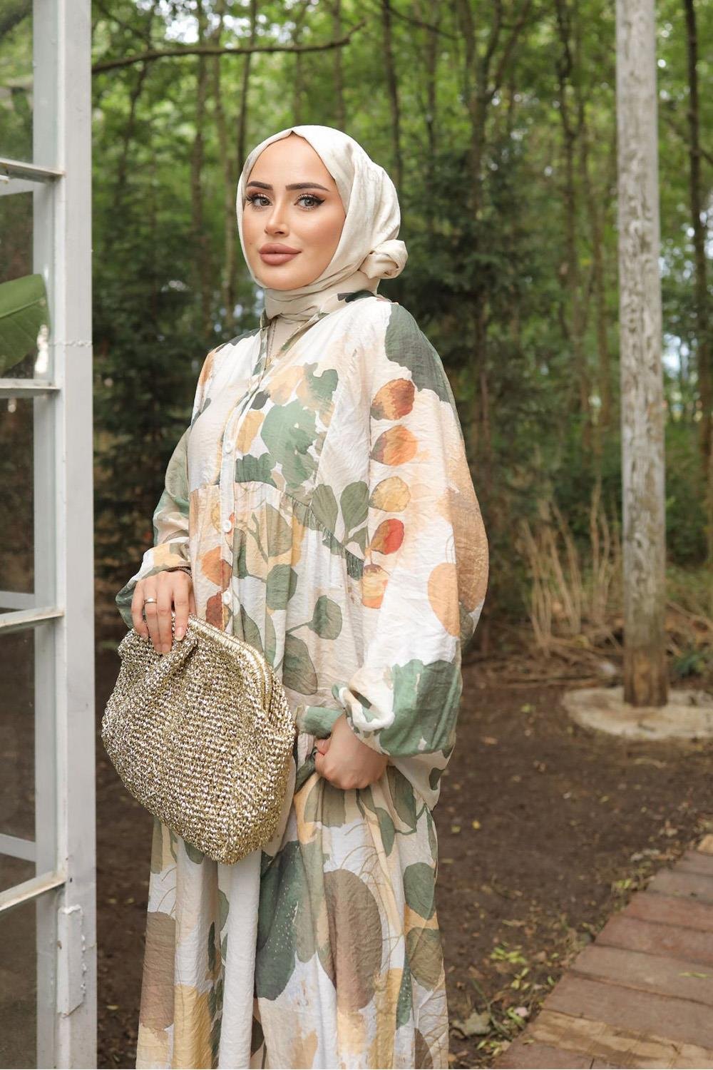 MANGO ELBİSE YEŞİL
