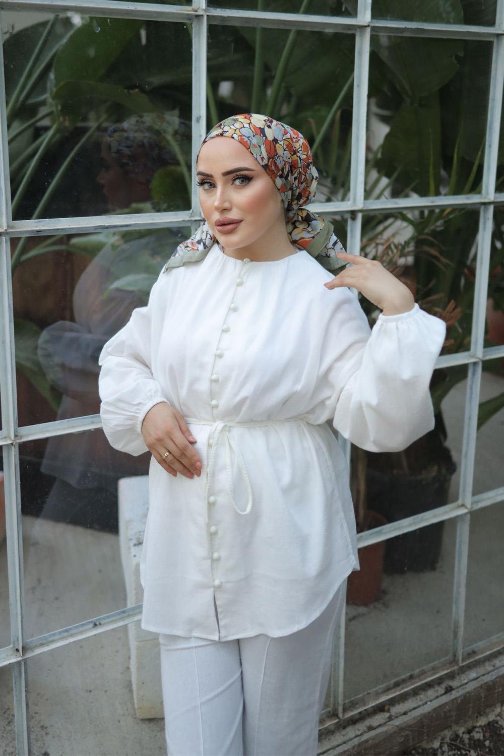 PEARL DÜĞMELİ KETEN TAKIM