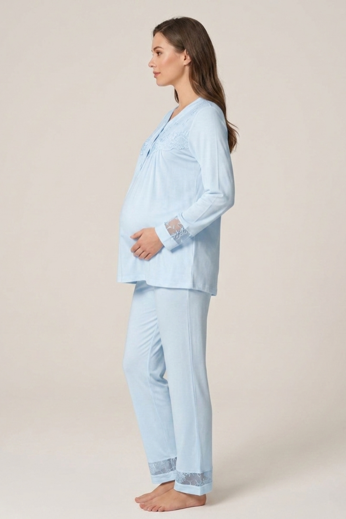 İmaj 13105 Mavi Renk 3 lü Lohusa Pijama Takımı