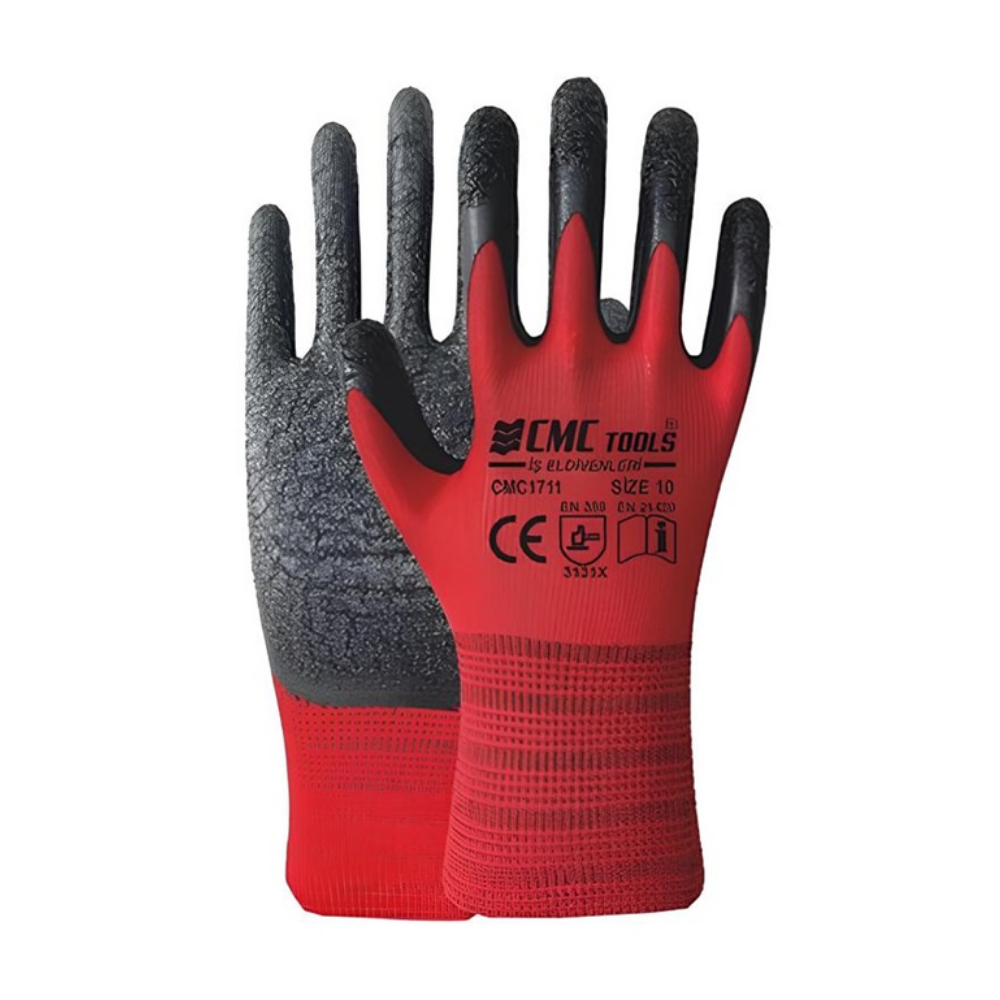 CMC 1/2 ELDİVEN KIRMIZI - SİYAH LATEX 1711 (12 ADET)