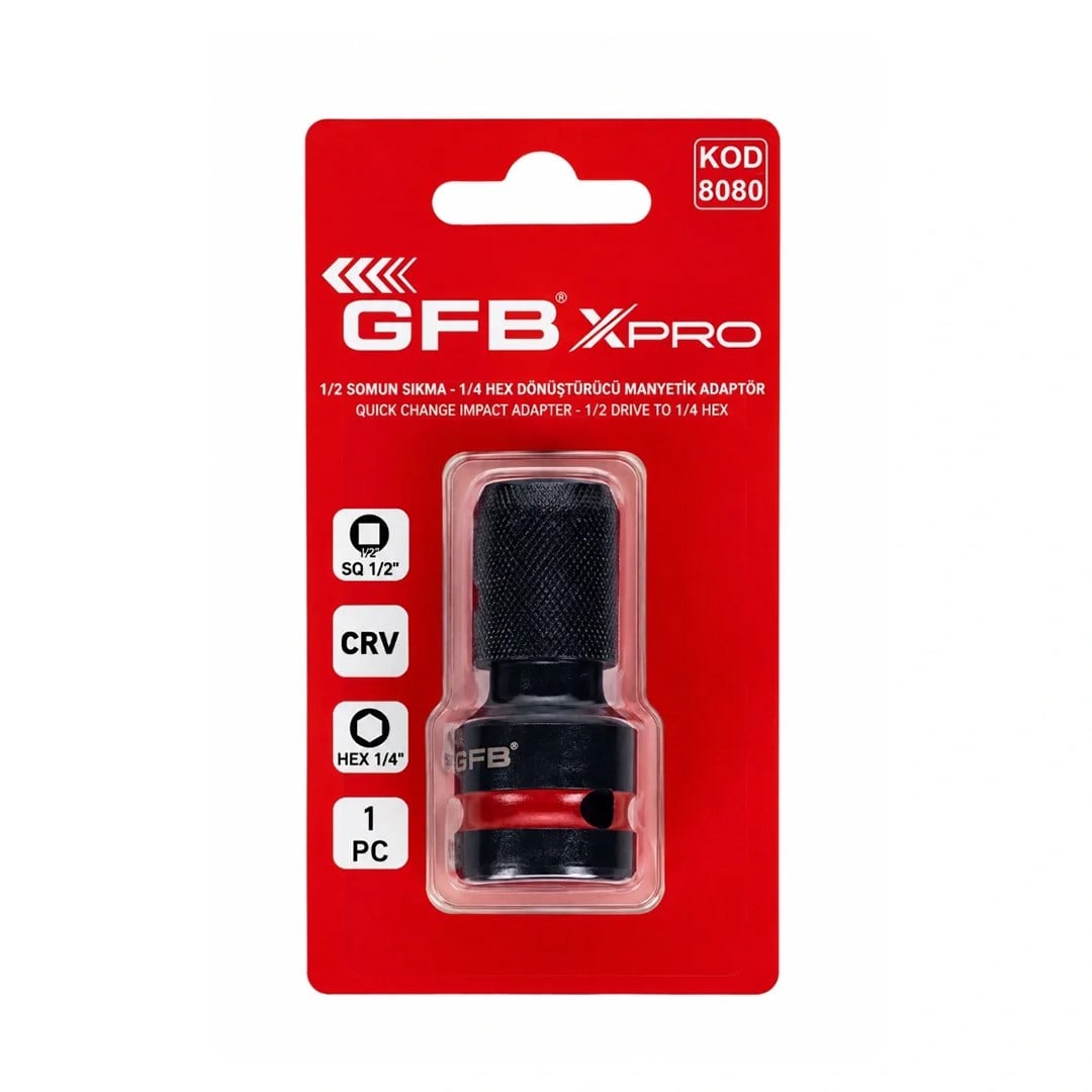 GFB 8080 XPRO 1/2 Somun Sıkma - 1/4 HEX Dönüştürücü Adaptör