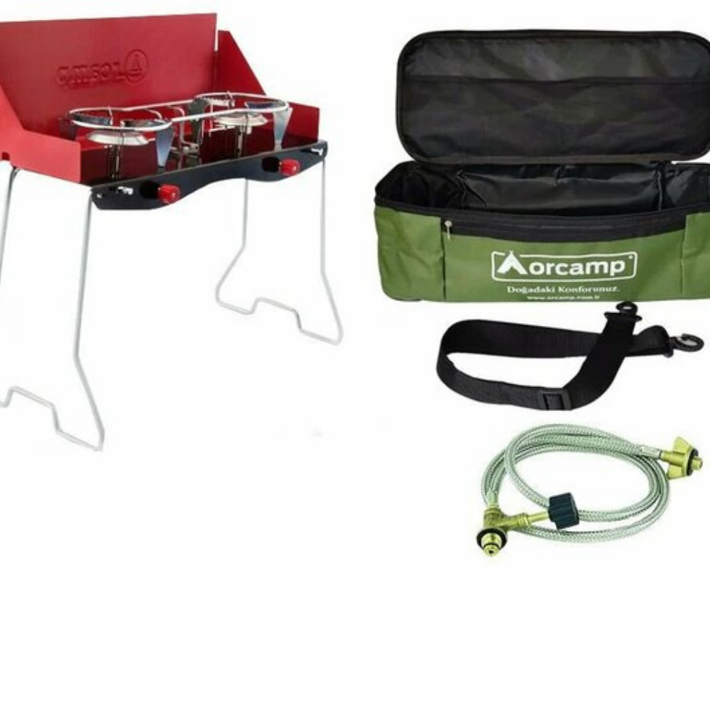 ORCAMP K-629 KATLANIR İKİLİ KAMP OCAK (ÇANTALI & ADAPTÖR SETLİ)