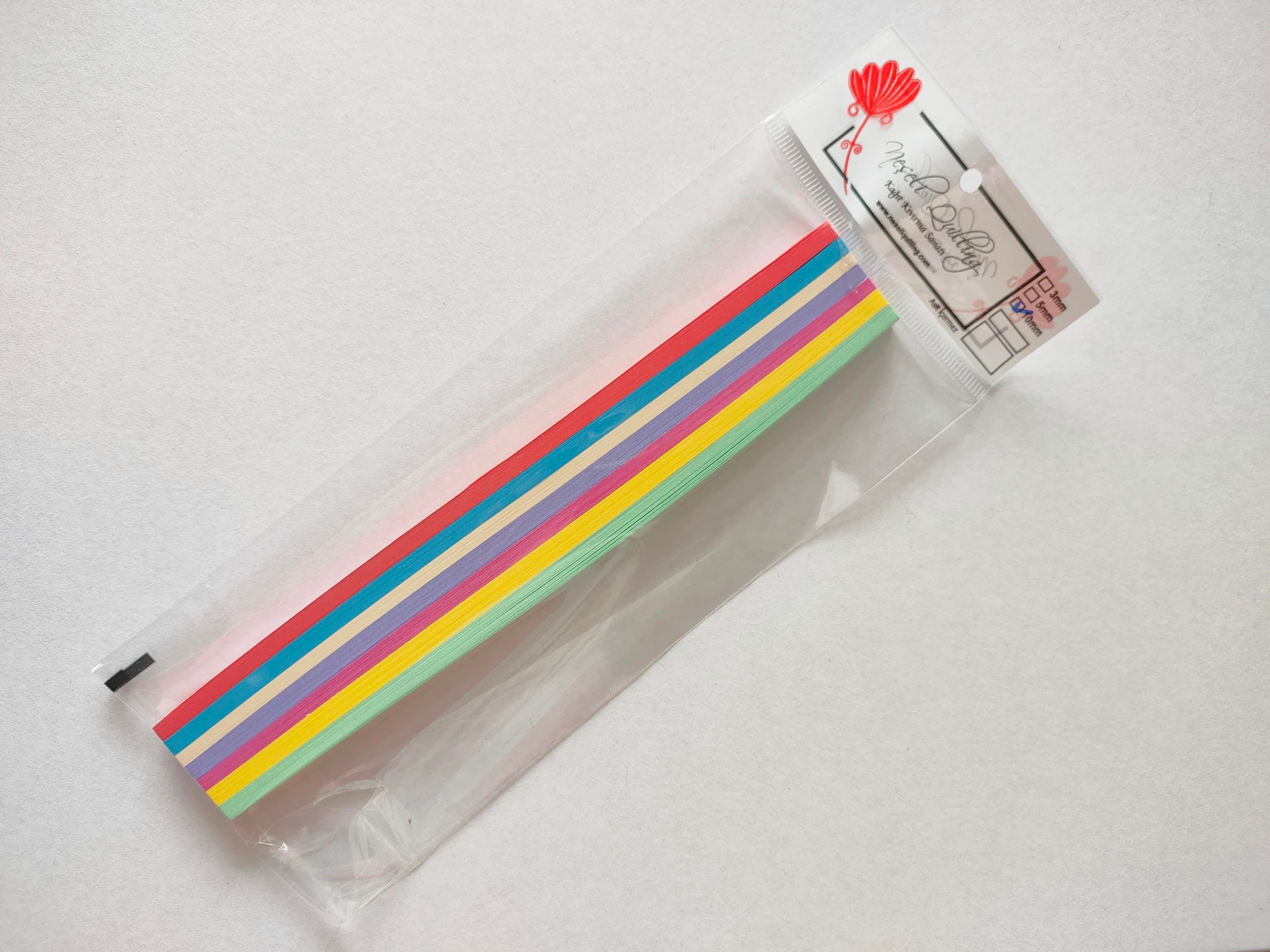10mm MİNİ KARIŞIK 7 RENKLİ 175 ADET 25cm QUILLING KAĞIT ŞERİT