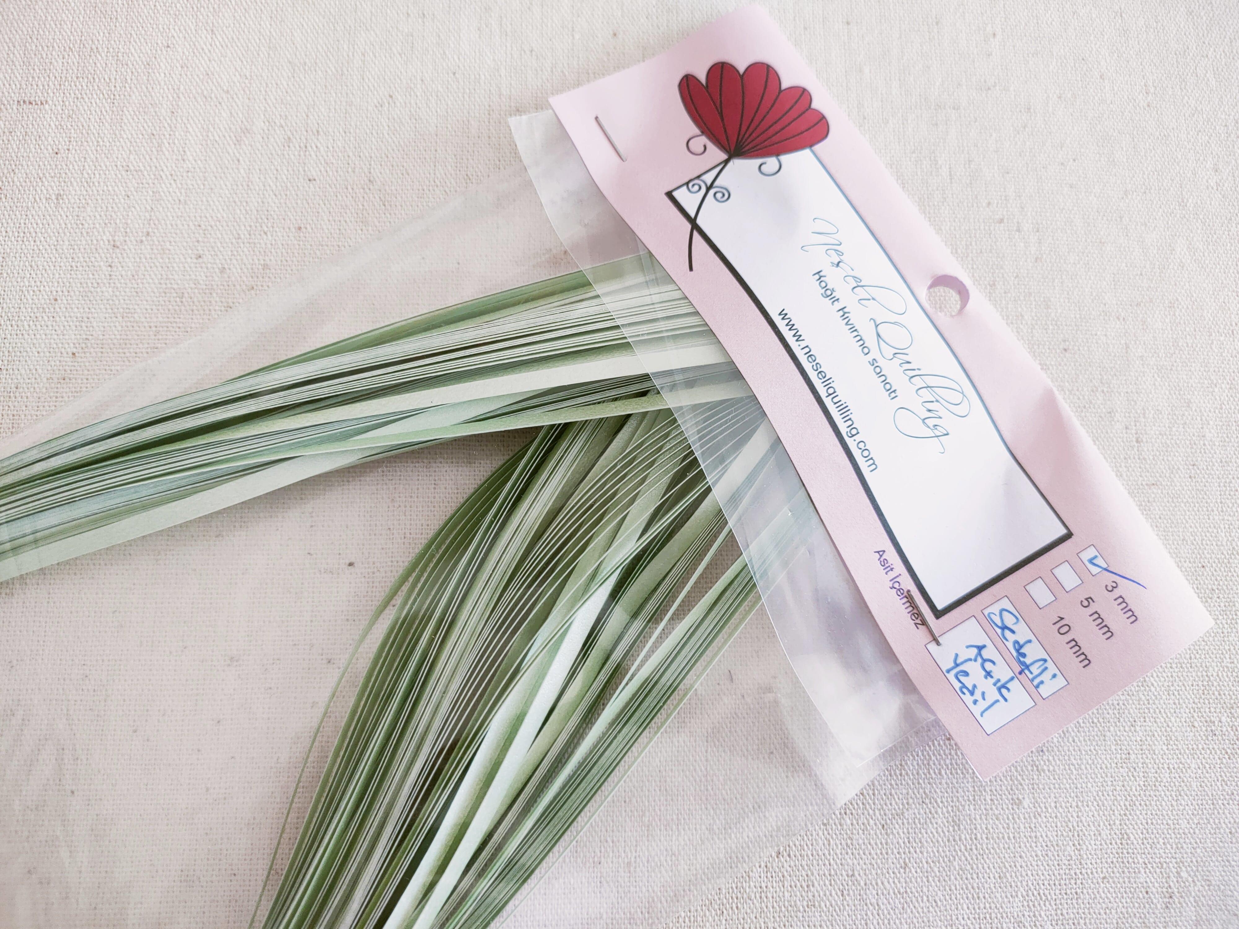 3mm Açık Yeşil Sedefli Quilling Kağıt Şerit