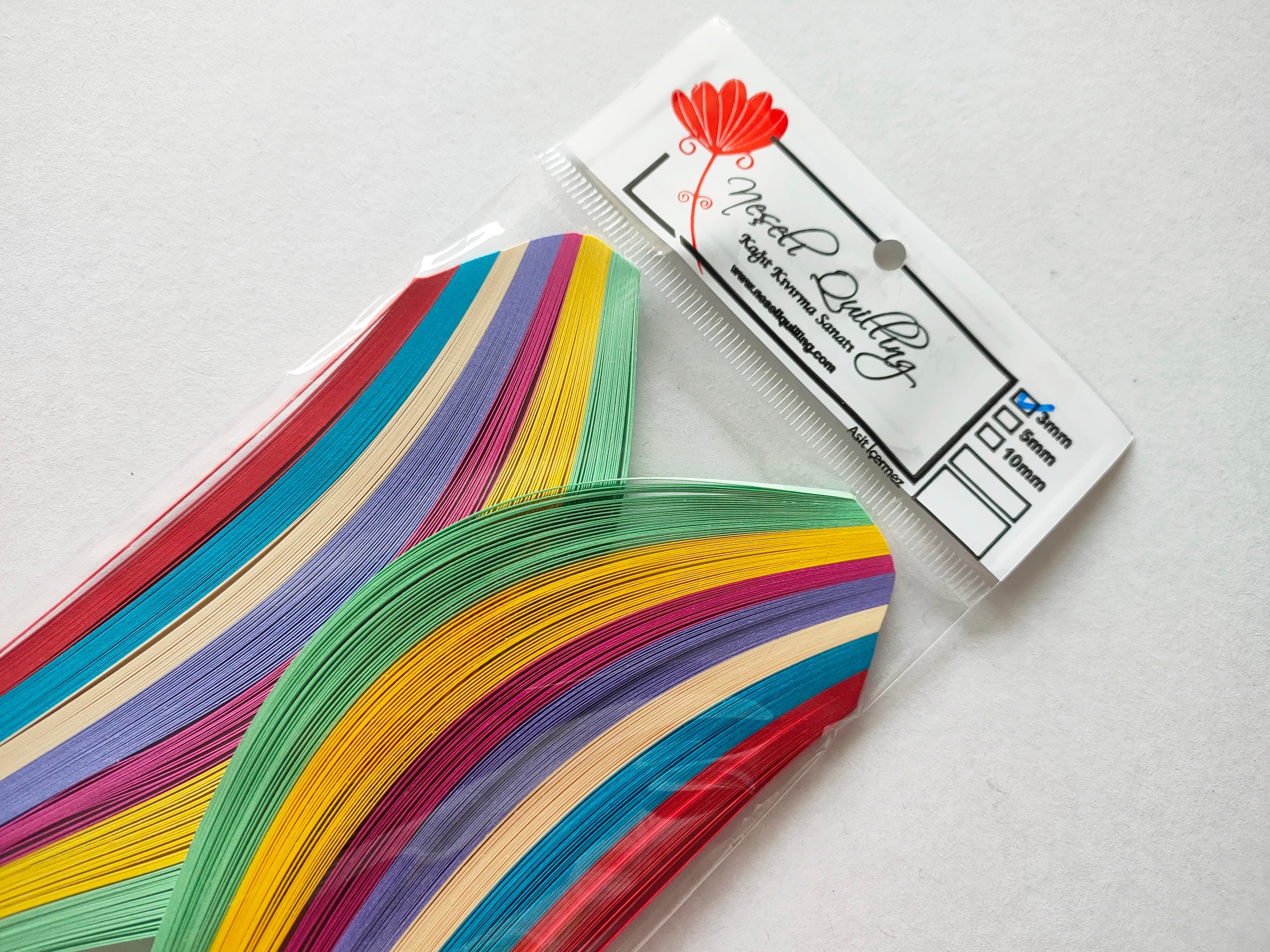 3mm  Karışık Renkli Quilling Kağıt Şerit