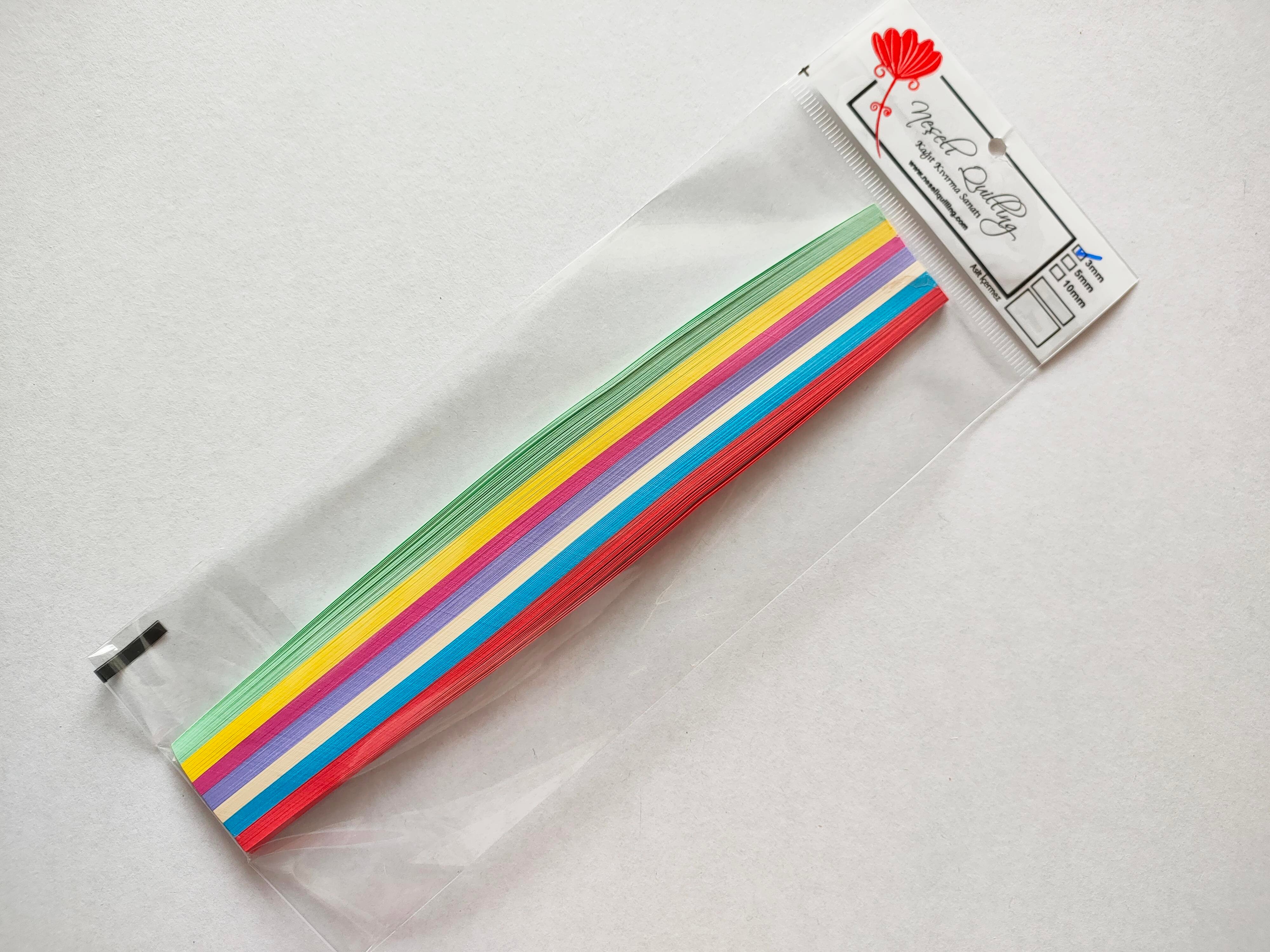 3mm MİNİ KARIŞIK 7 RENKLİ 175 ADET 25cm QUILLING KAĞIT ŞERİT