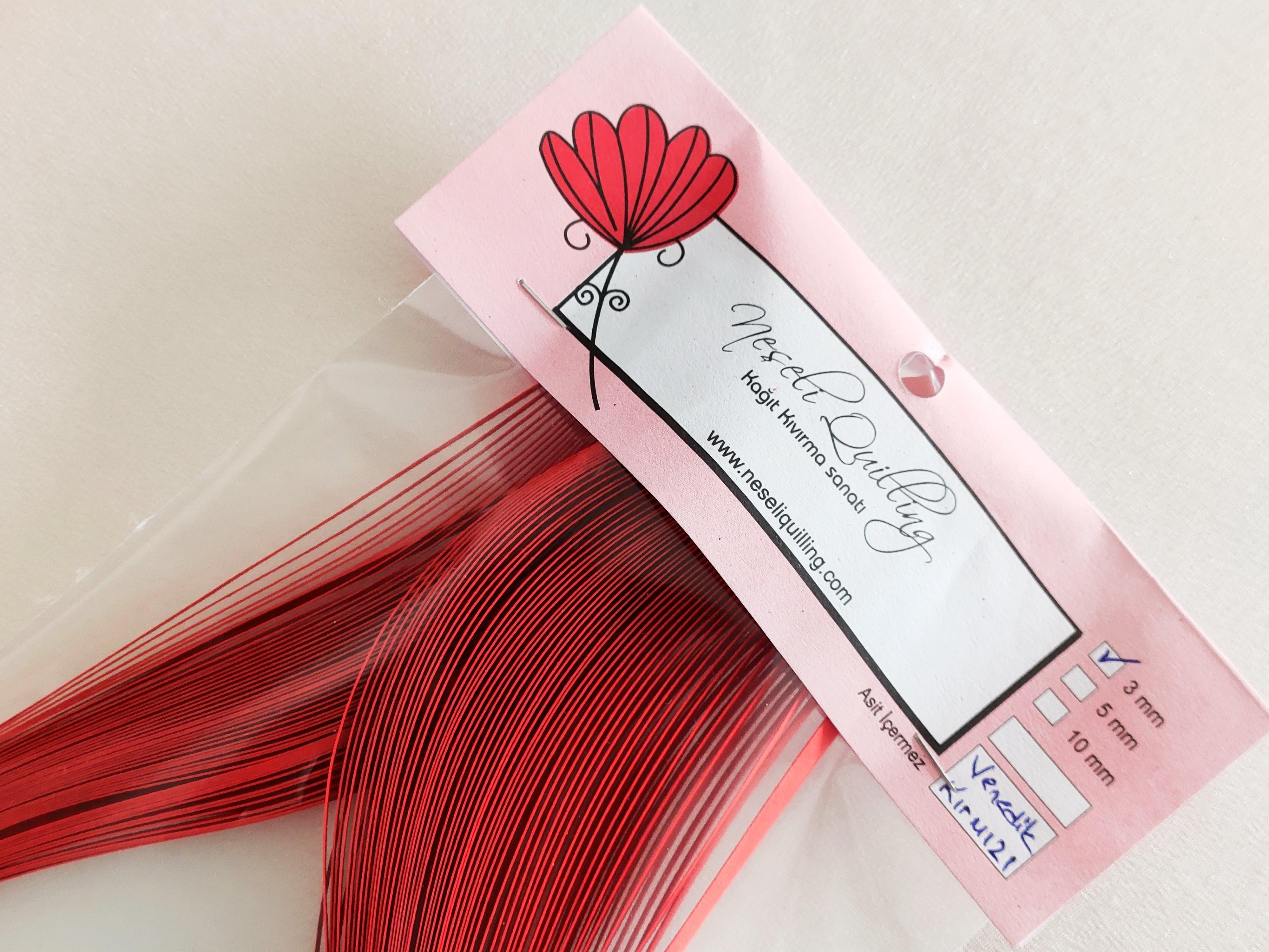 3mm Venedik Kırmızı Premium Qulling Kağıt Şerit