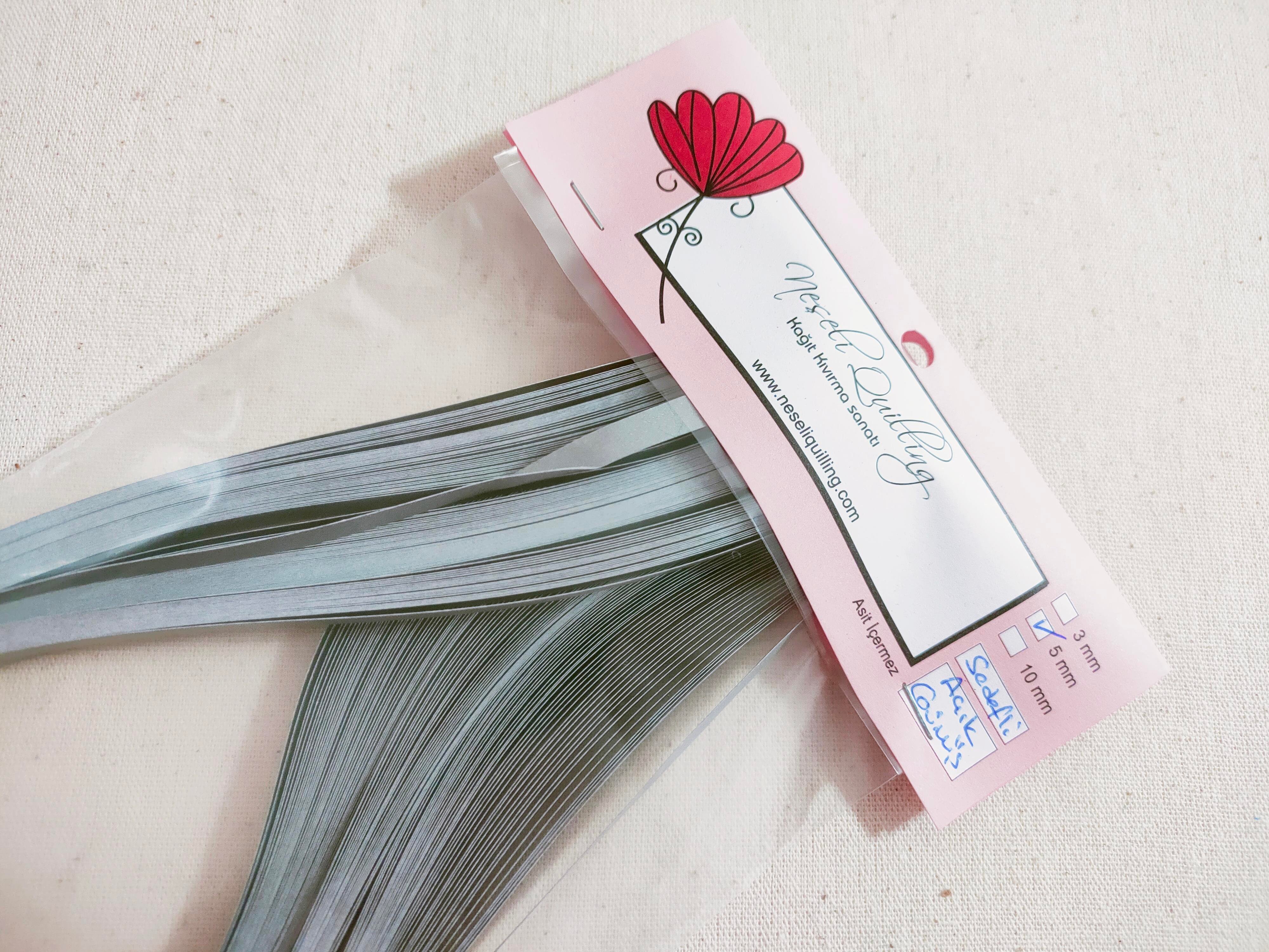 5mm Açık Gümüş Sedefli Quilling Kağıt Şerit