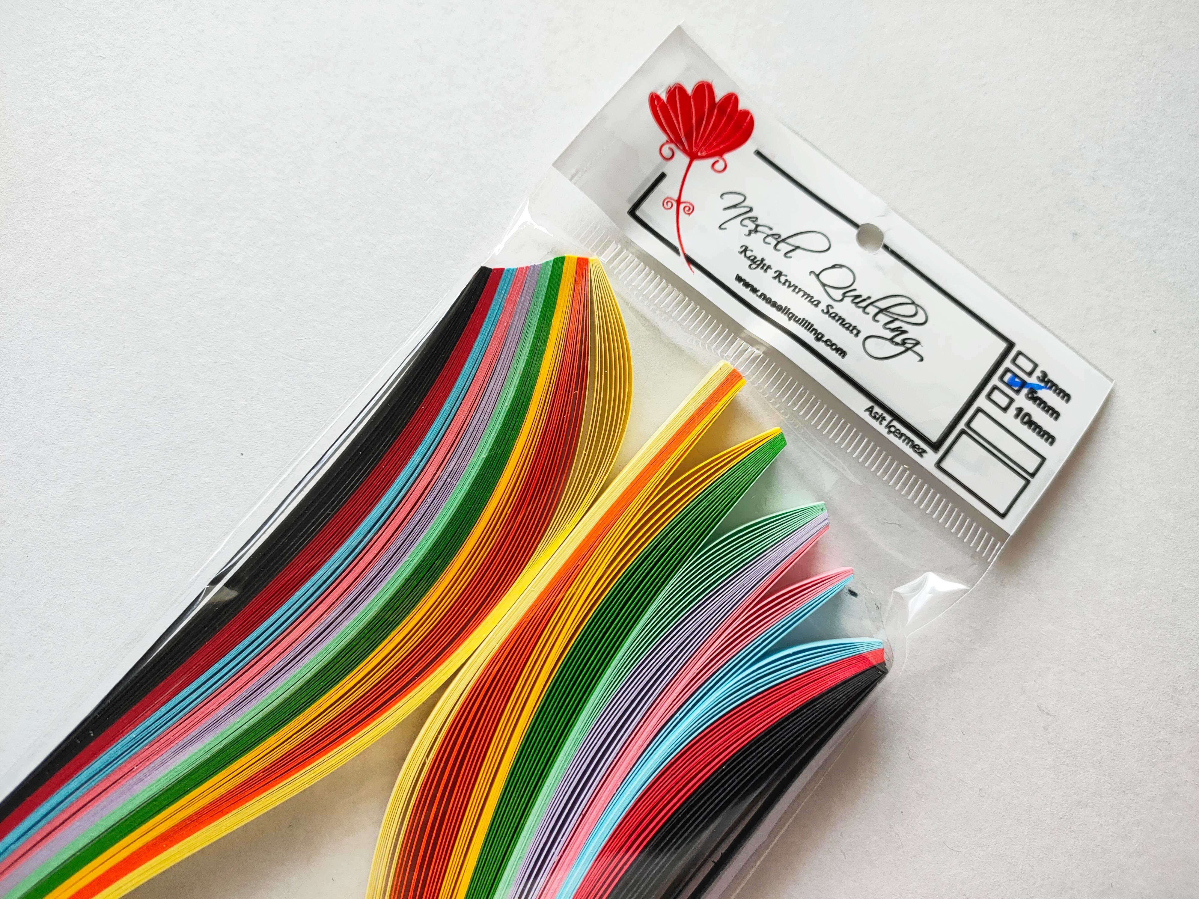 5mm  KARIŞIK 10 RENKLİ 100 ADET QUILLING KAĞIT ŞERİT