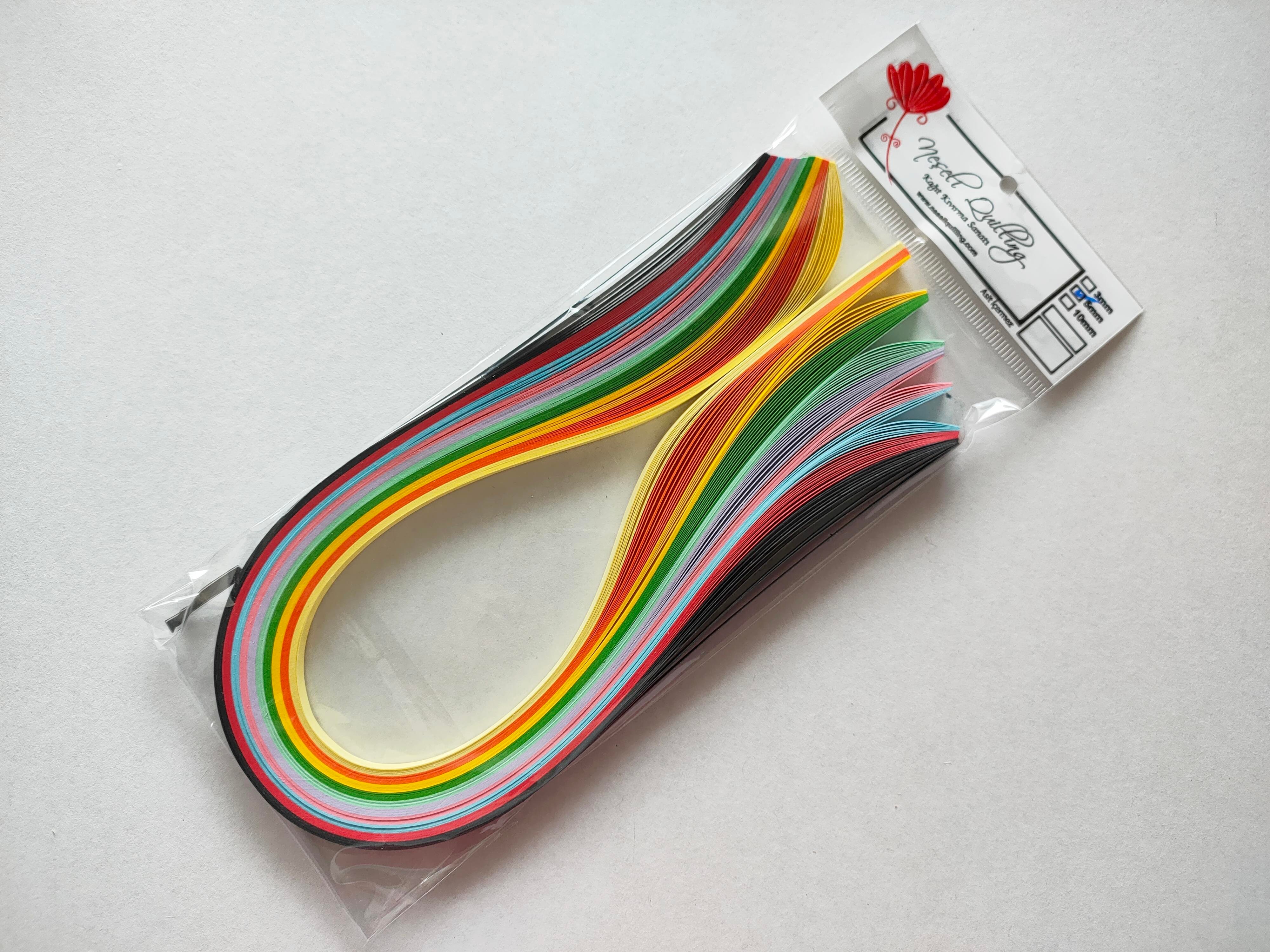 5mm  KARIŞIK 10 RENKLİ 100 ADET QUILLING KAĞIT ŞERİT