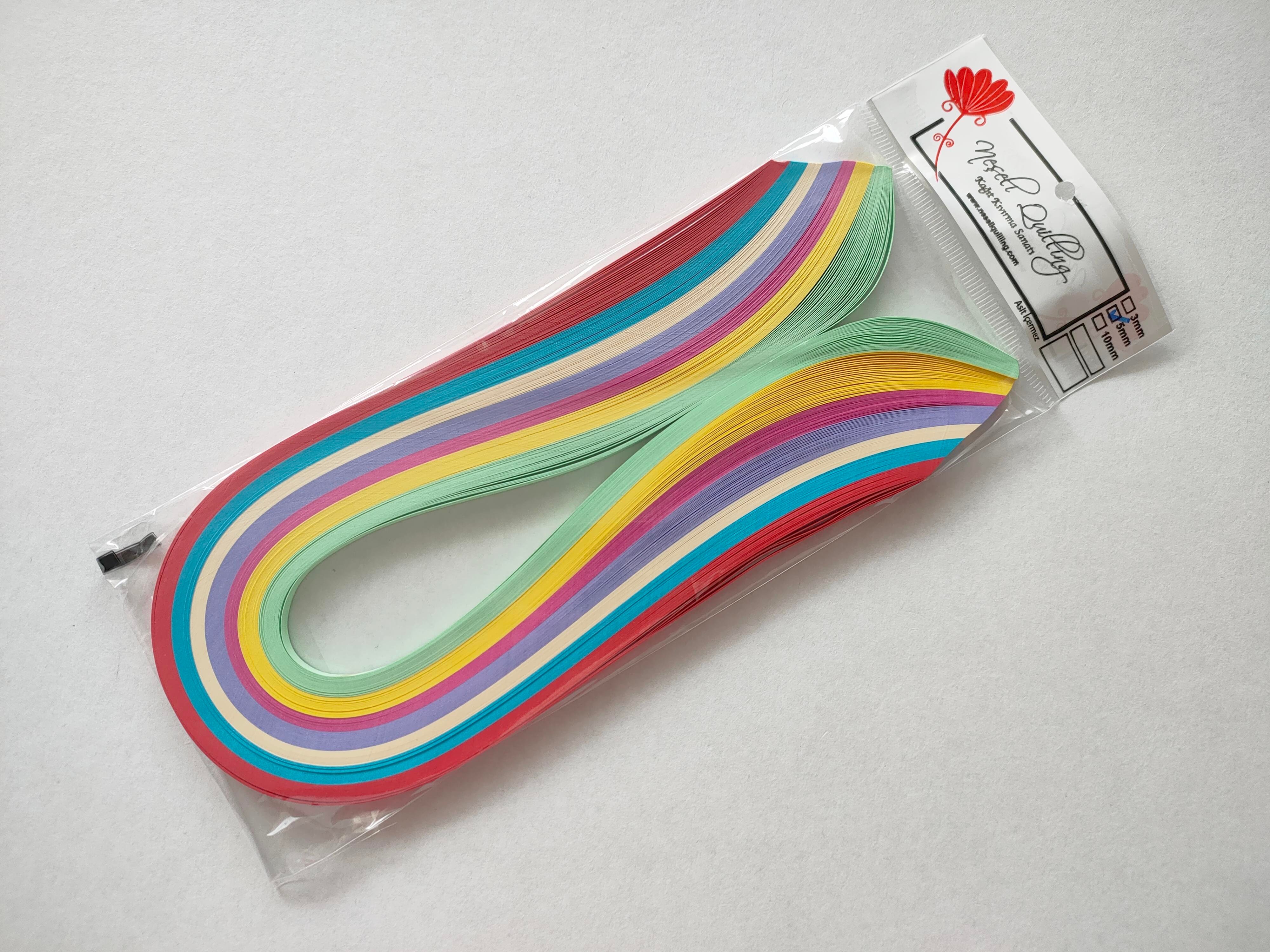 5mm KARIŞIK 7 RENKLİ 175 ADET QUILLING KAĞIT ŞERİT