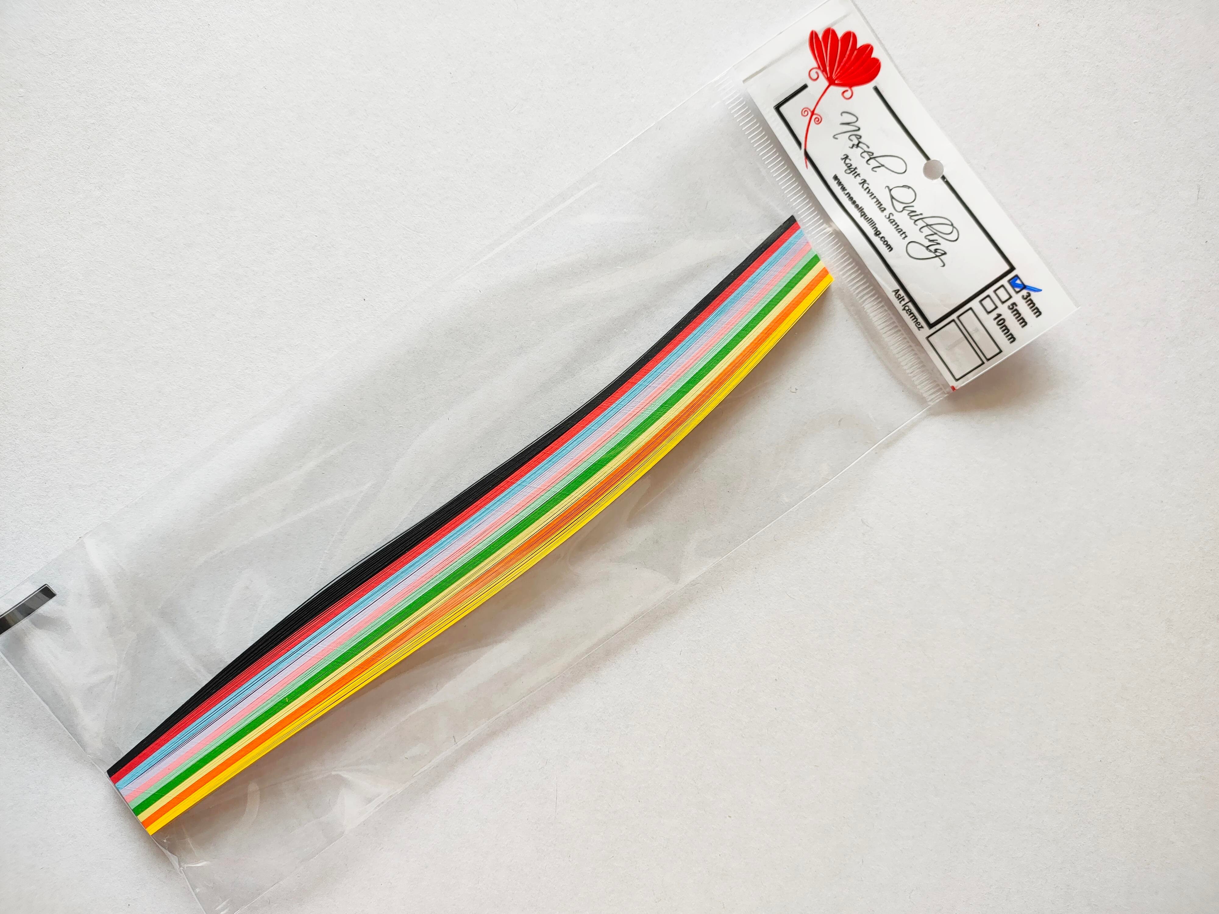 5mm MİNİ KARIŞIK  10 RENKLİ 100 ADET QUILLING KAĞIT ŞERİT