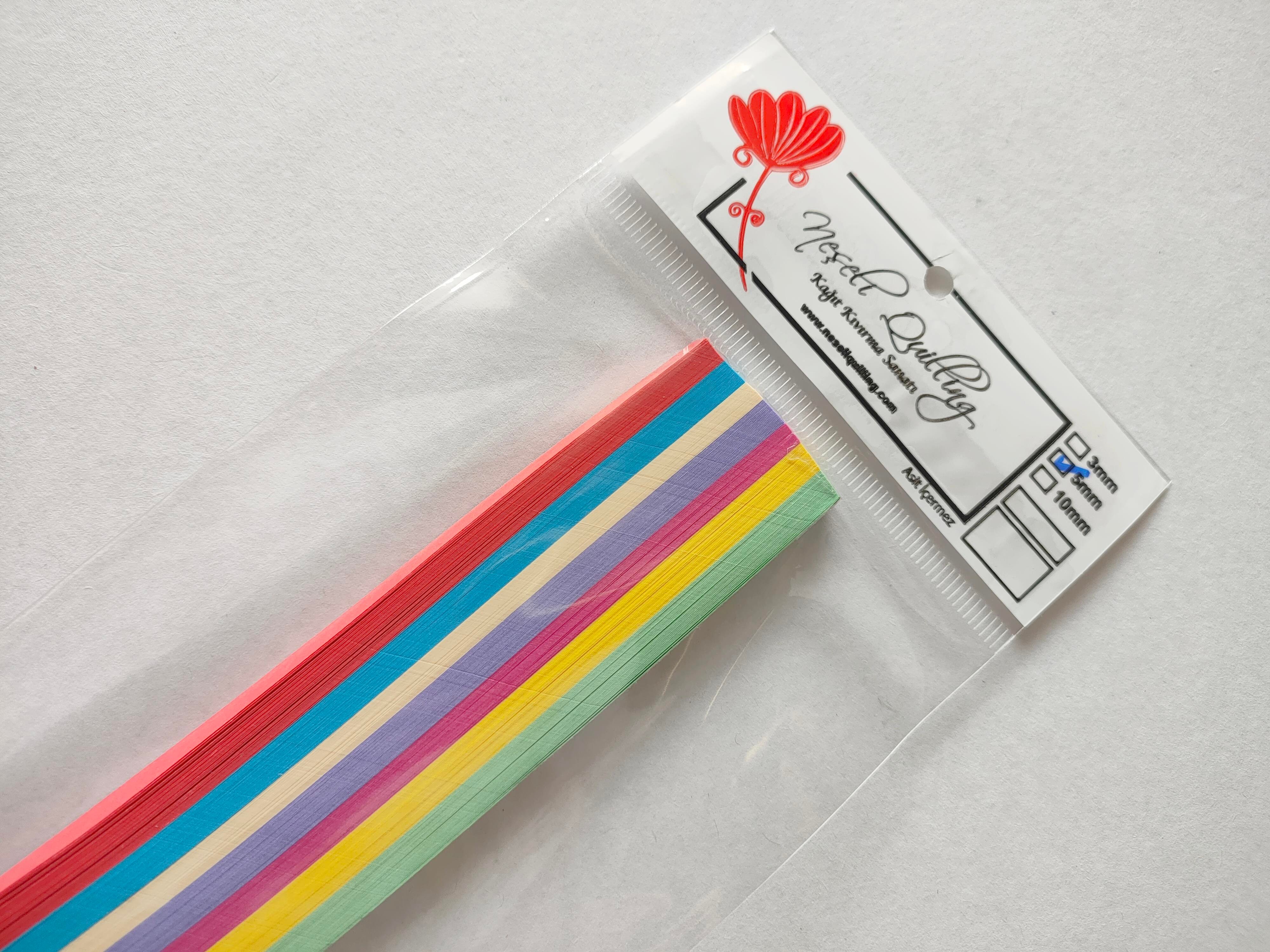 5mm MİNİ KARIŞIK 7 RENKLİ 175 ADET 25CM QUILLING KAĞIT ŞERİT