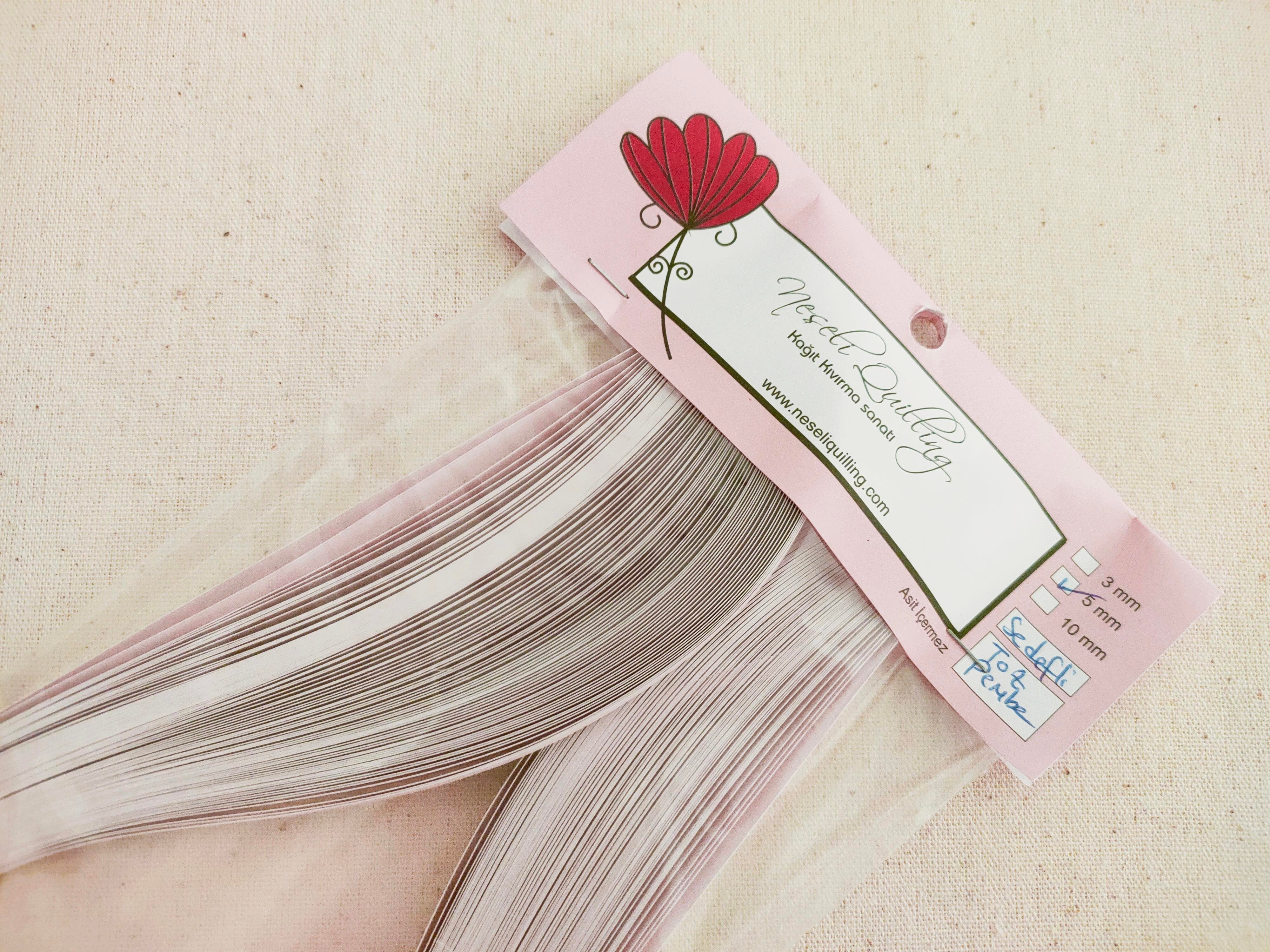 5mm Toz Pembe Sedefli Quilling Kağıt Şerit